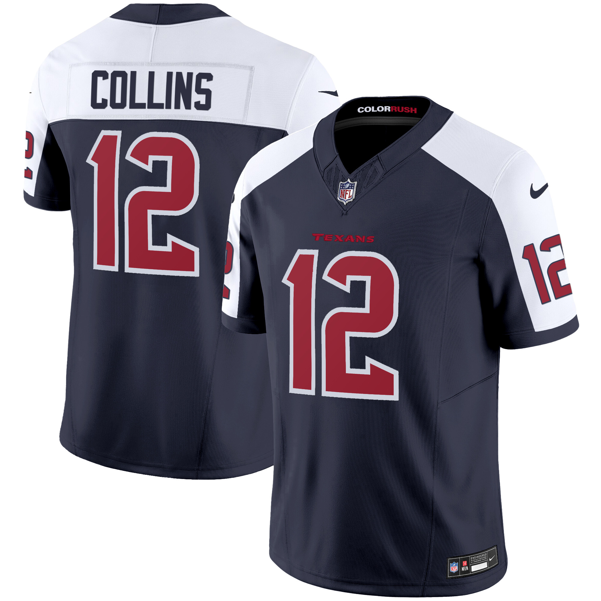 Nico Collins Men's Houston Texans Color Rush Legend Vapor Navy Alternate Jersey - All Stitched 