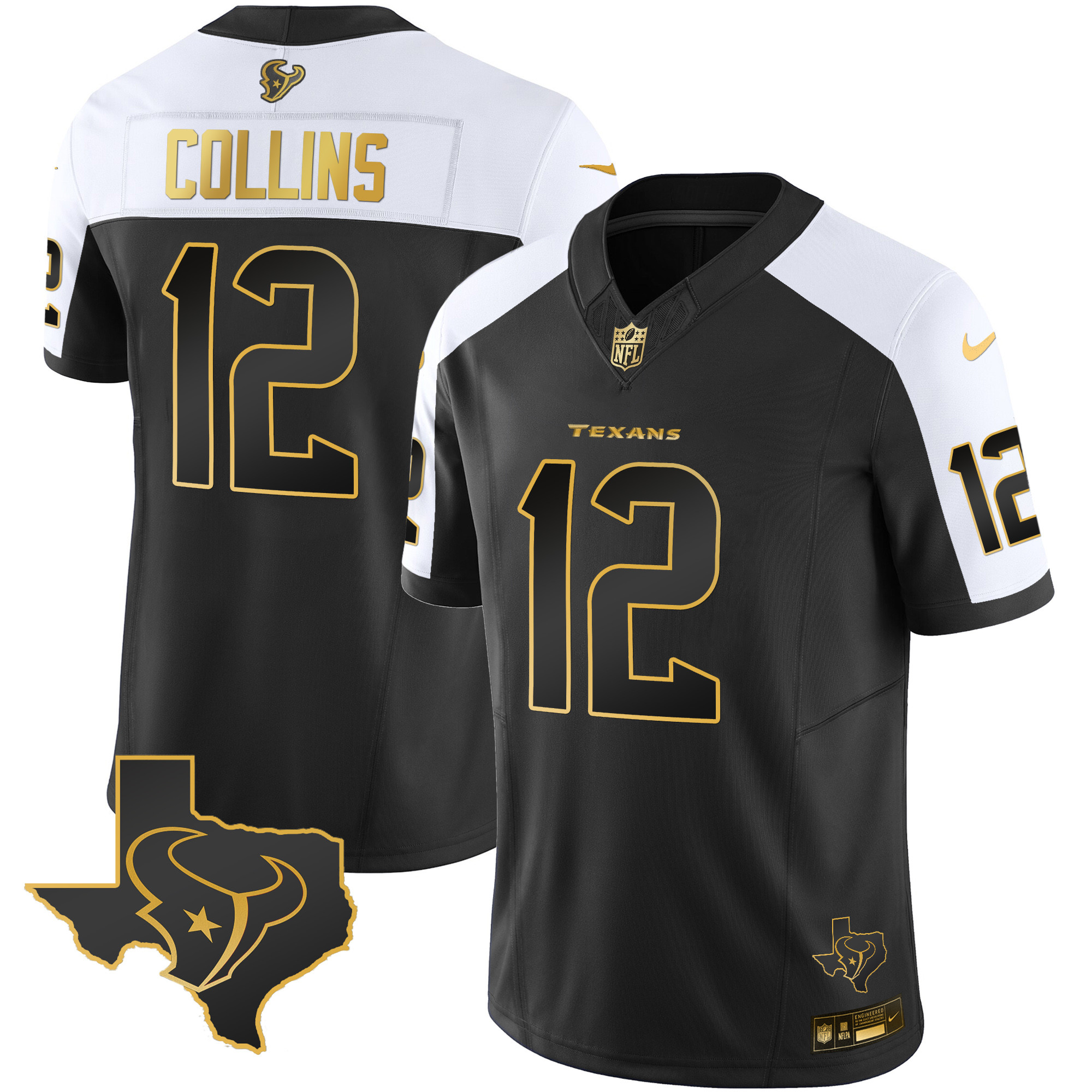 Nico Collins Men's Houston Texans Gold Vapor Limited Alternate Gold Jersey - All Stitched 