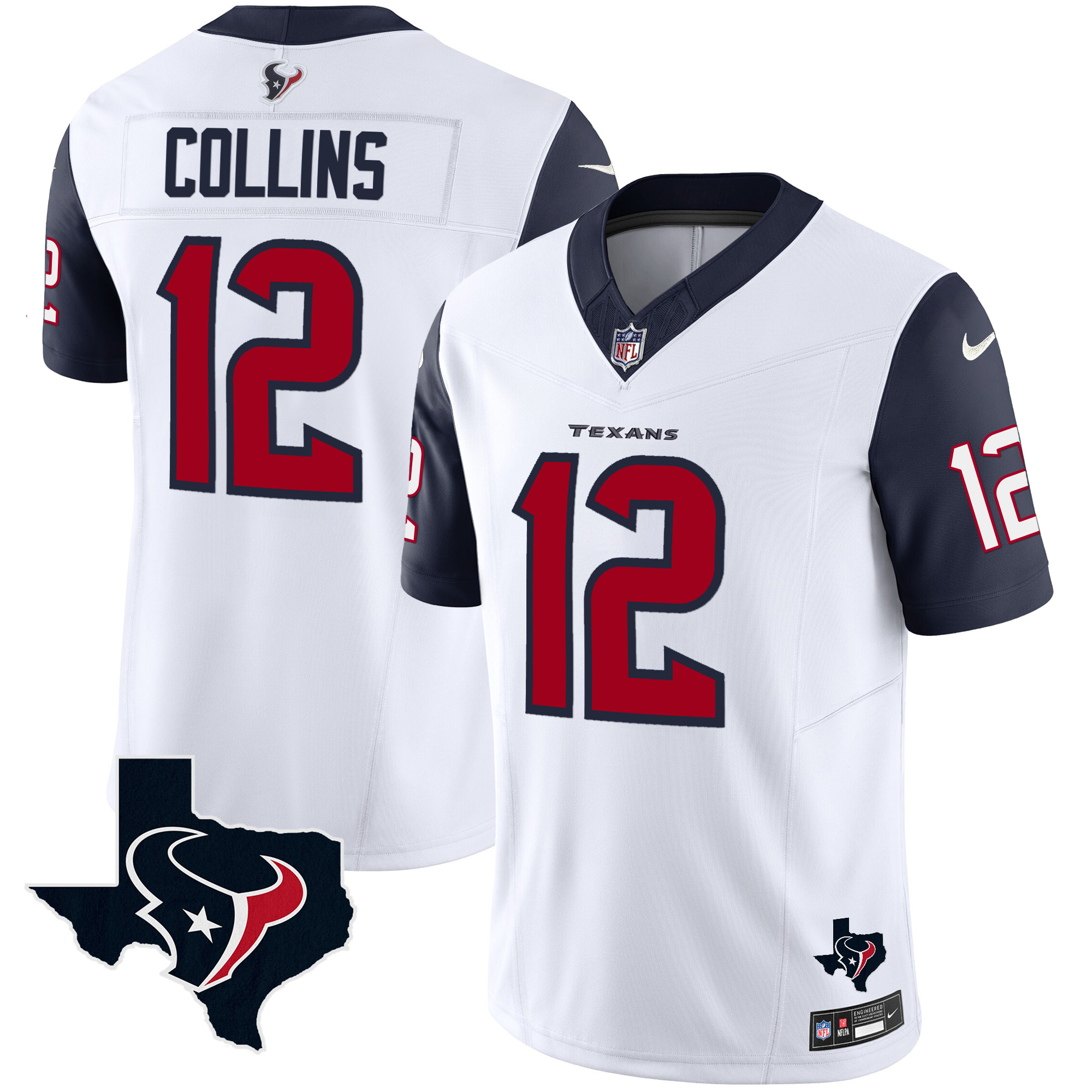 Nico Collins Men's Houston Texans Vapor Limited Navy Sleeves Jersey - All Stitched 