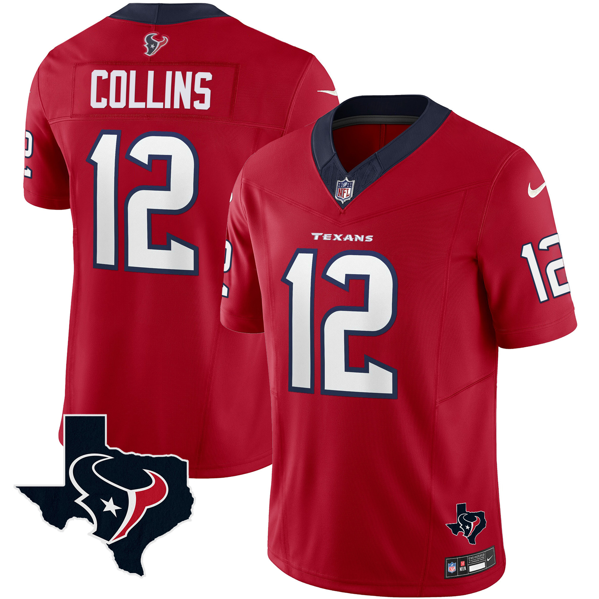 Nico Collins Men's Houston Texans Vapor Limited Red Jersey - All Stitched 