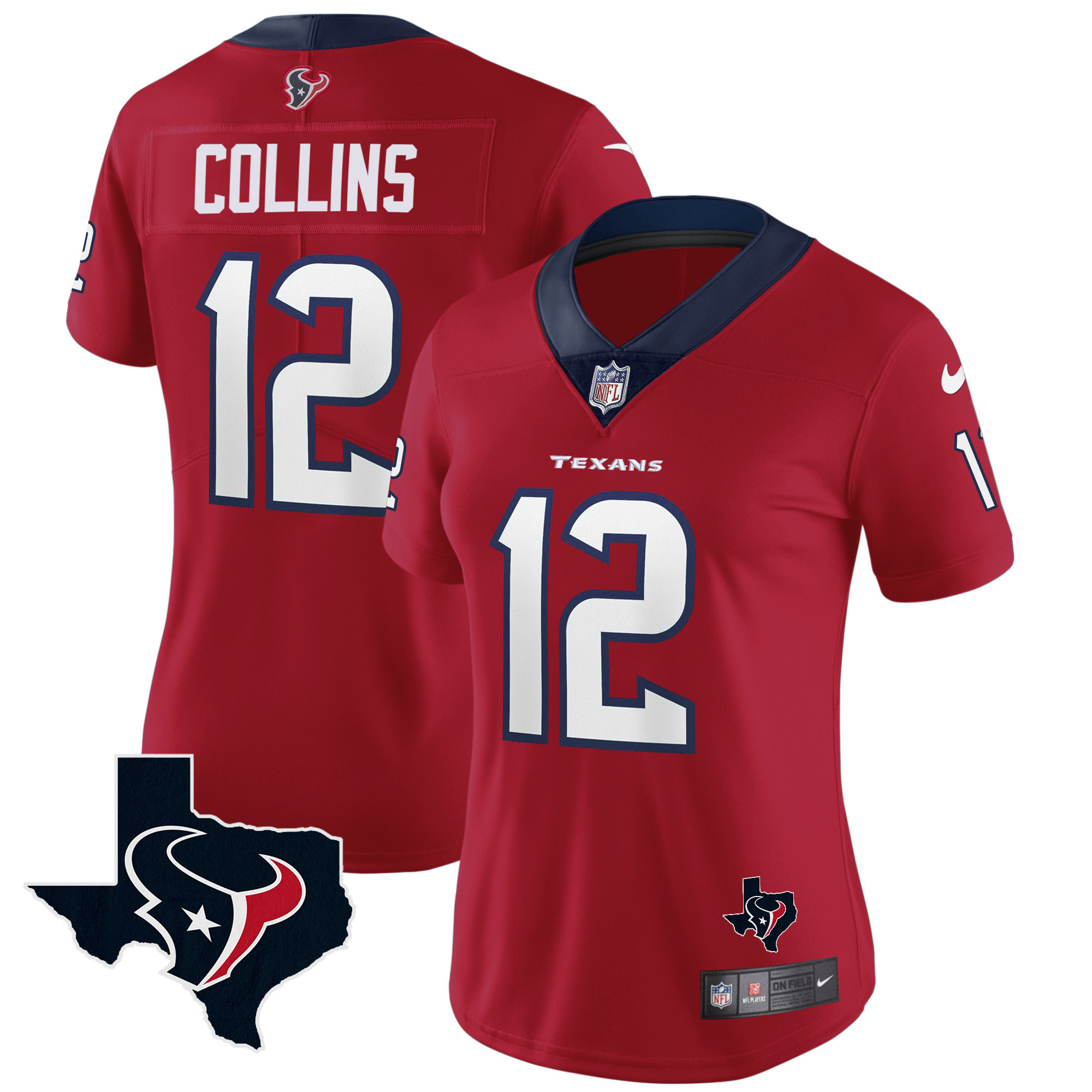 Nico Collins Women's Houston Texans Vapor Limited Red Jersey - All Stitched 