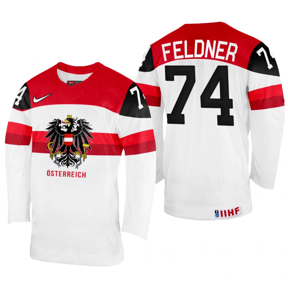 Nico Feldner Austria White Home Jersey 2022 IIHF World Championship