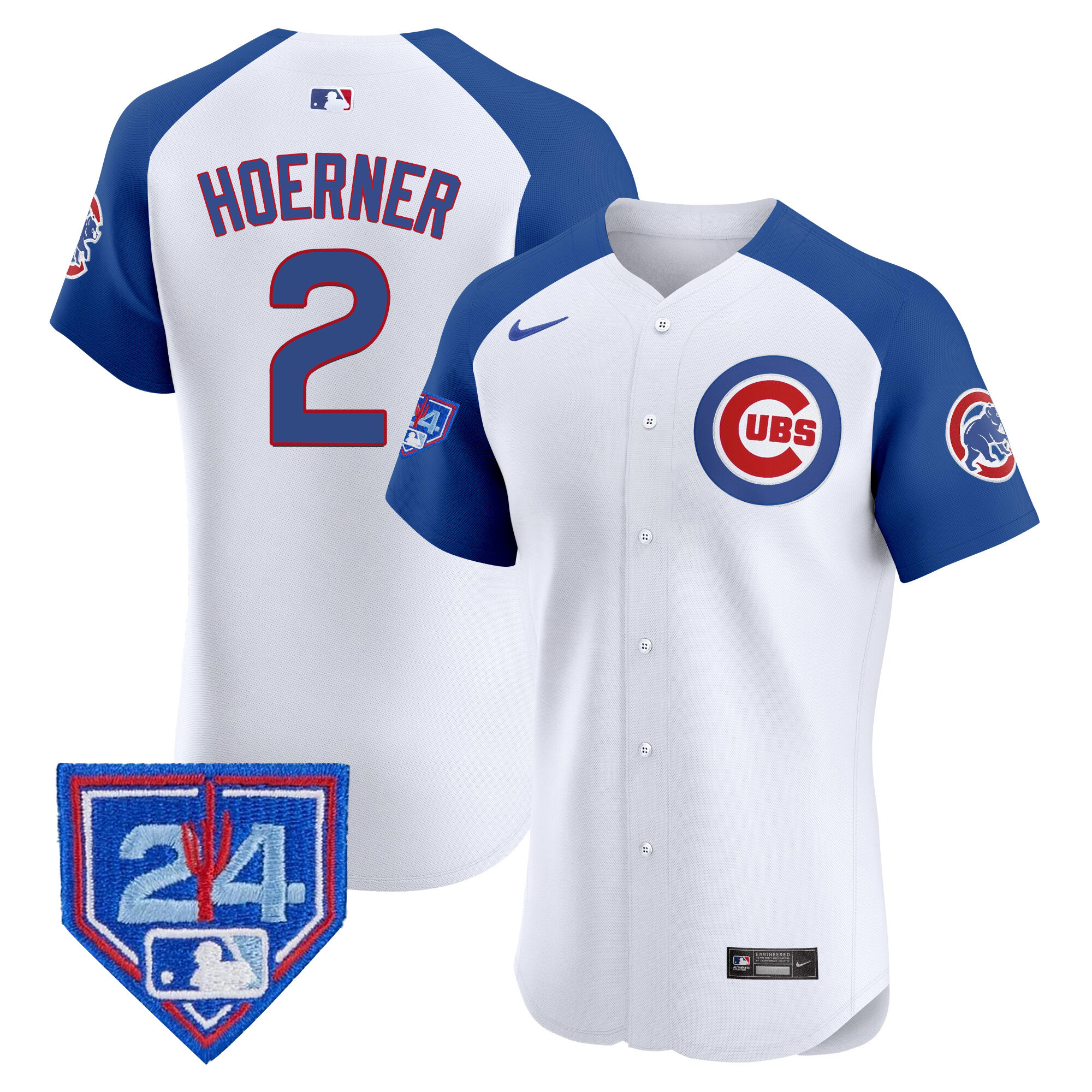 Nico Hoerner Men's Chicago Cubs 2024 Spring Training Patch Vapor Premier Elite V2 White Alternate Jersey - All Stitched