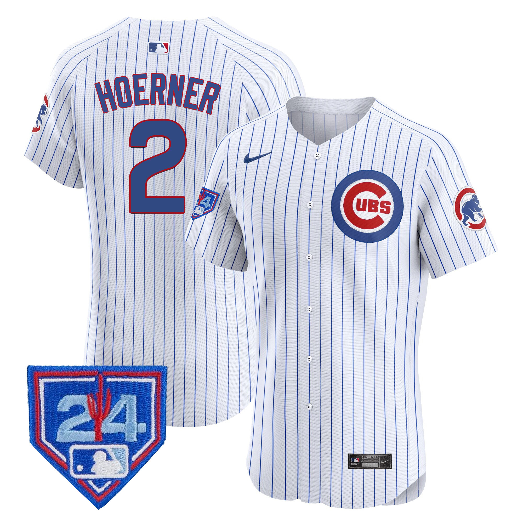 Nico Hoerner Men's Chicago Cubs 2024 Spring Training Patch Vapor Premier Elite V2 White Jersey - All Stitched