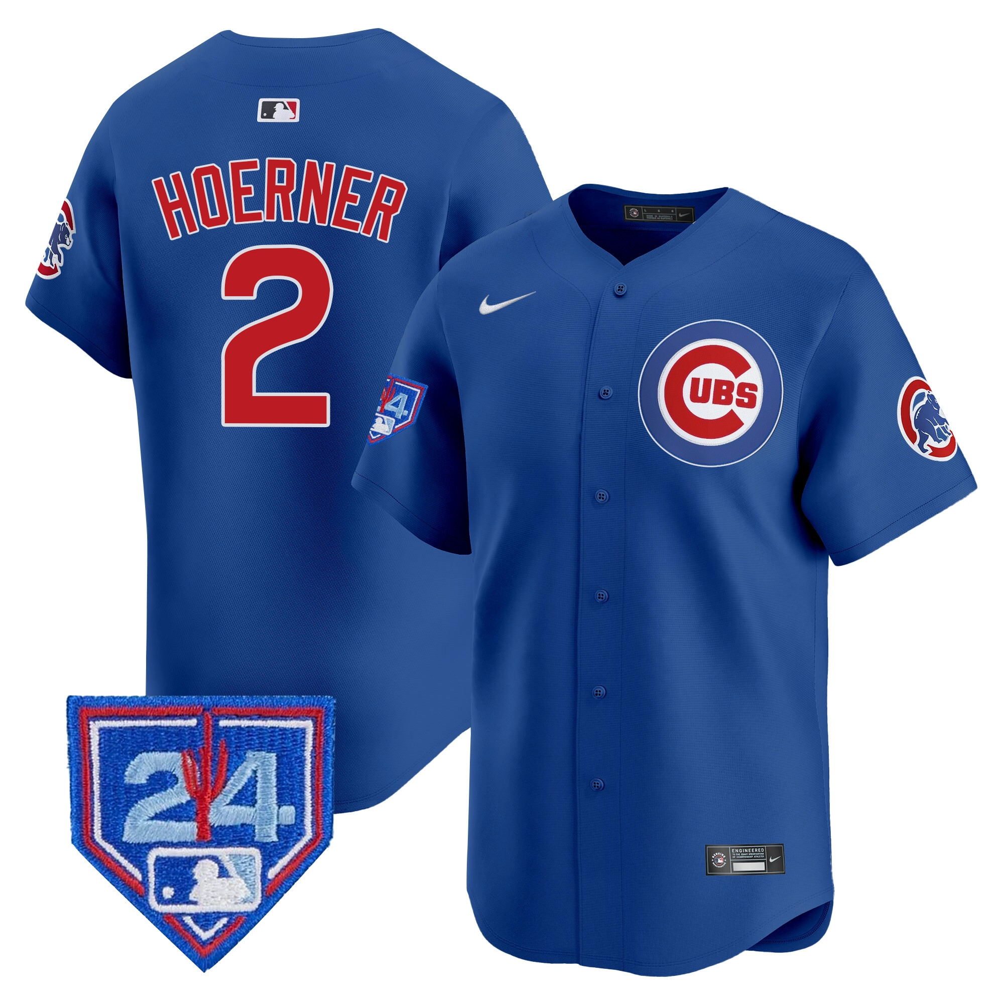 Nico Hoerner Men's Chicago Cubs 2024 Spring Training Patch Vapor Premier Limited Royal Jersey - All Stitched