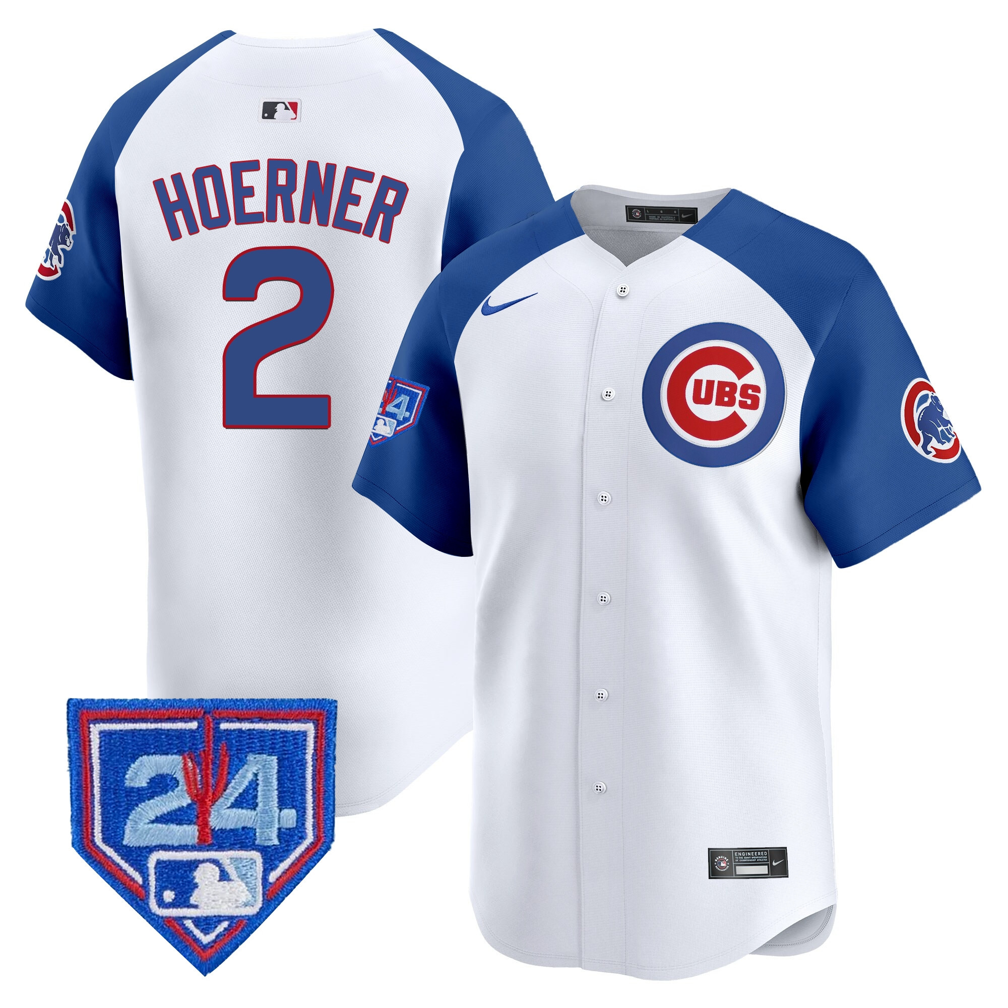 Nico Hoerner Men's Chicago Cubs 2024 Spring Training Patch Vapor Premier Limited White Alternate Jersey - All Stitched