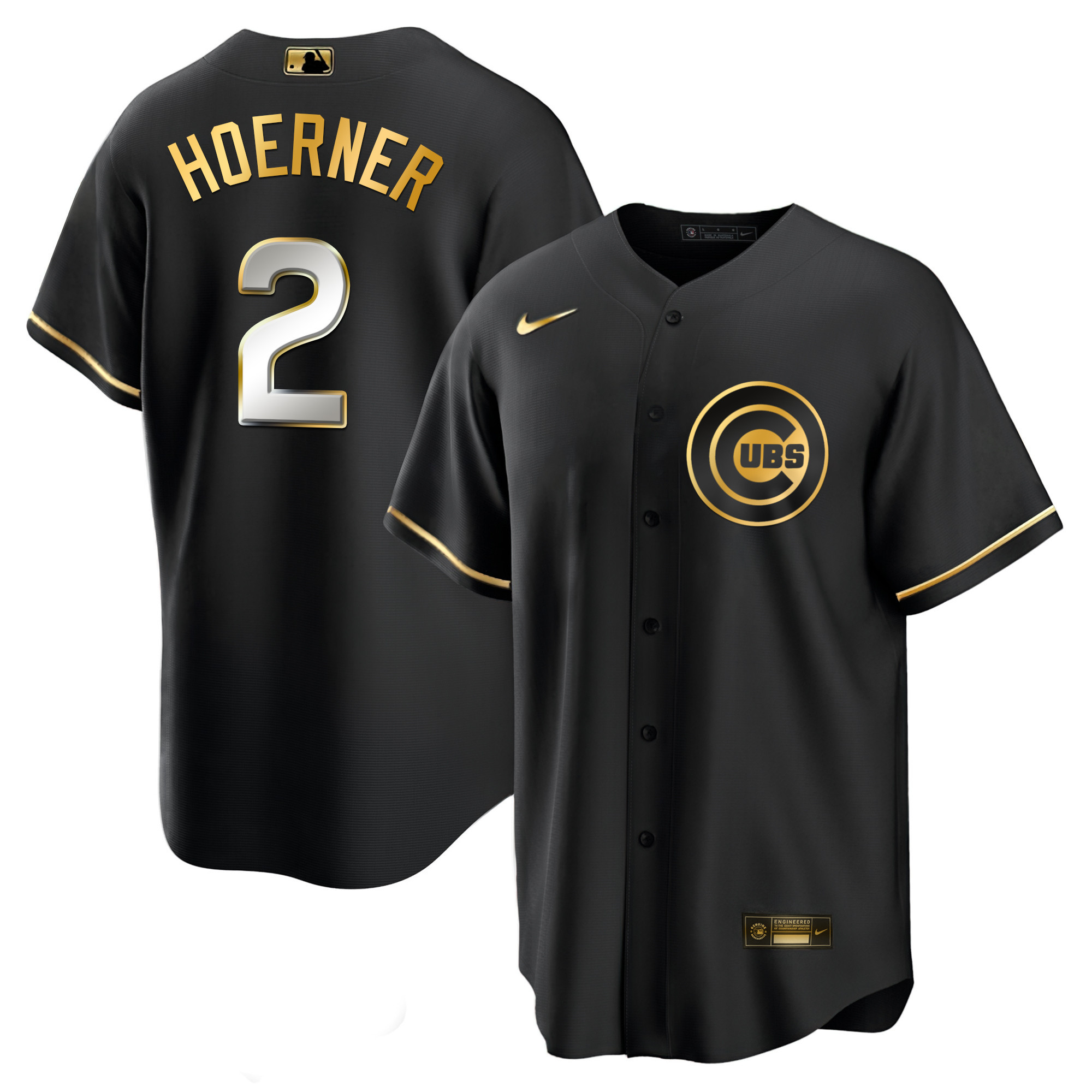 Nico Hoerner Men's Chicago Cubs Black Limited & Gold Cool Black Limited Jersey - All Stitched