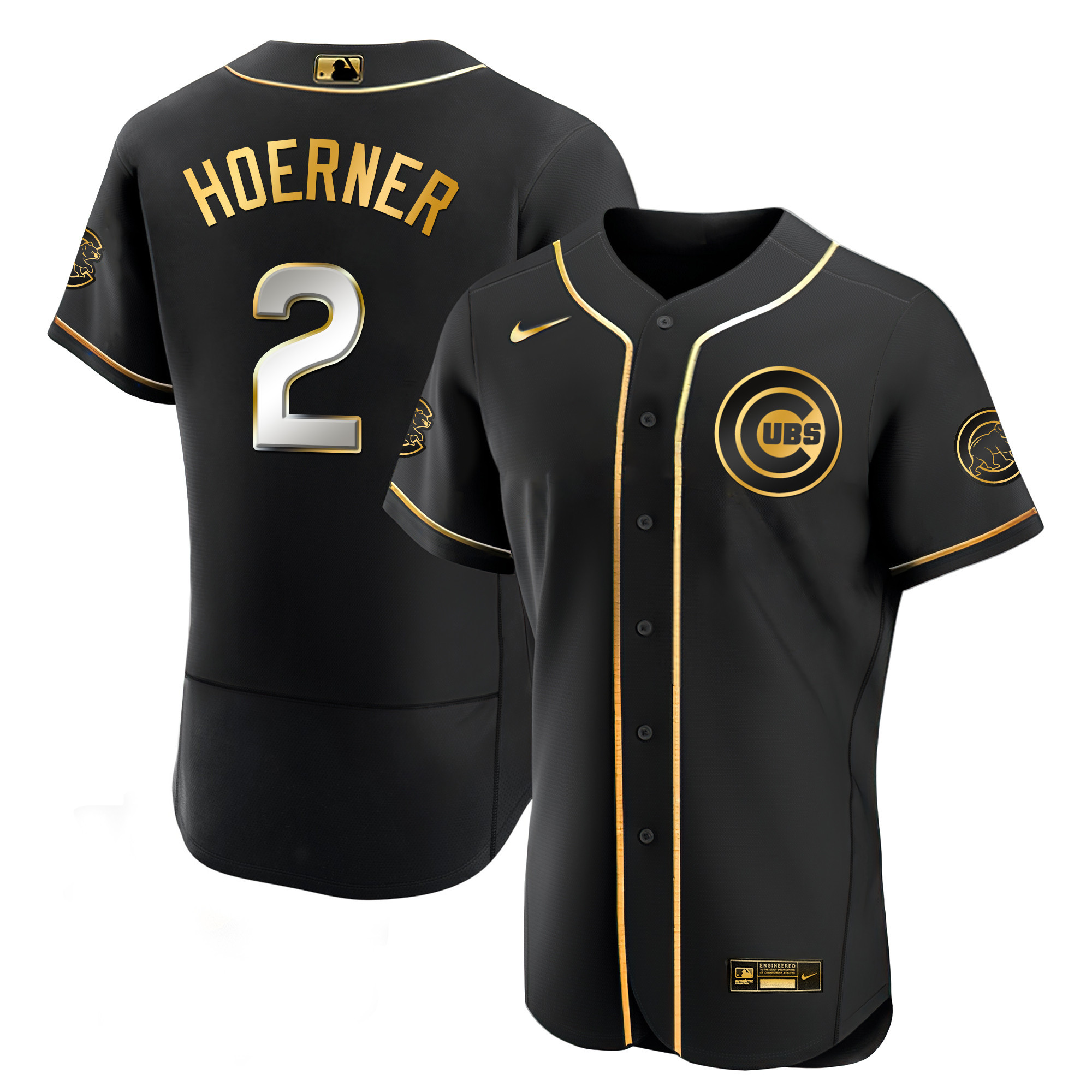 Nico Hoerner Men's Chicago Cubs Black Limited & Gold Flex Black Limited Jersey - All Stitched