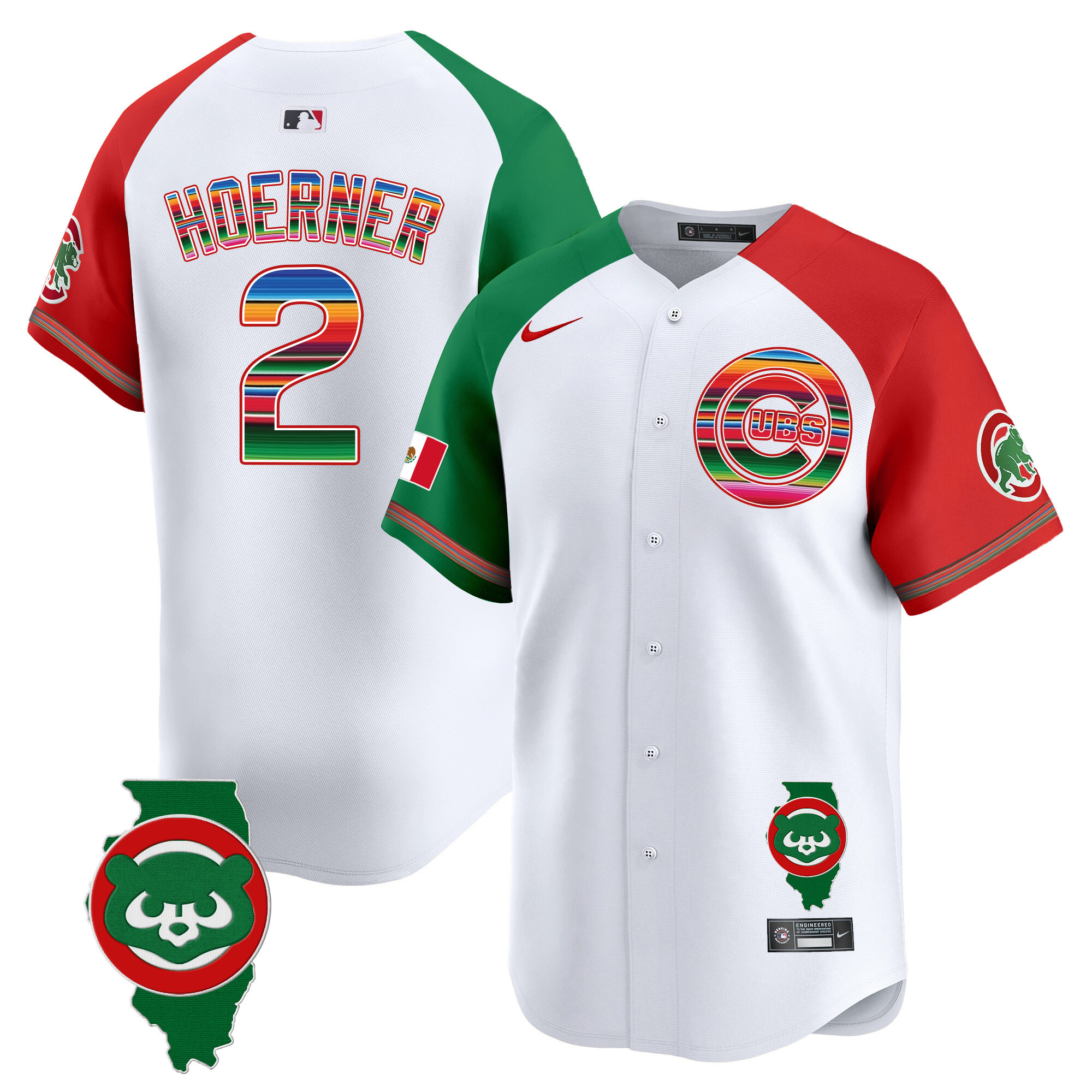 Nico Hoerner Men's Chicago Cubs Mexico Illinois Patch Vapor Premier Limited Alternate Jersey - All Stitched