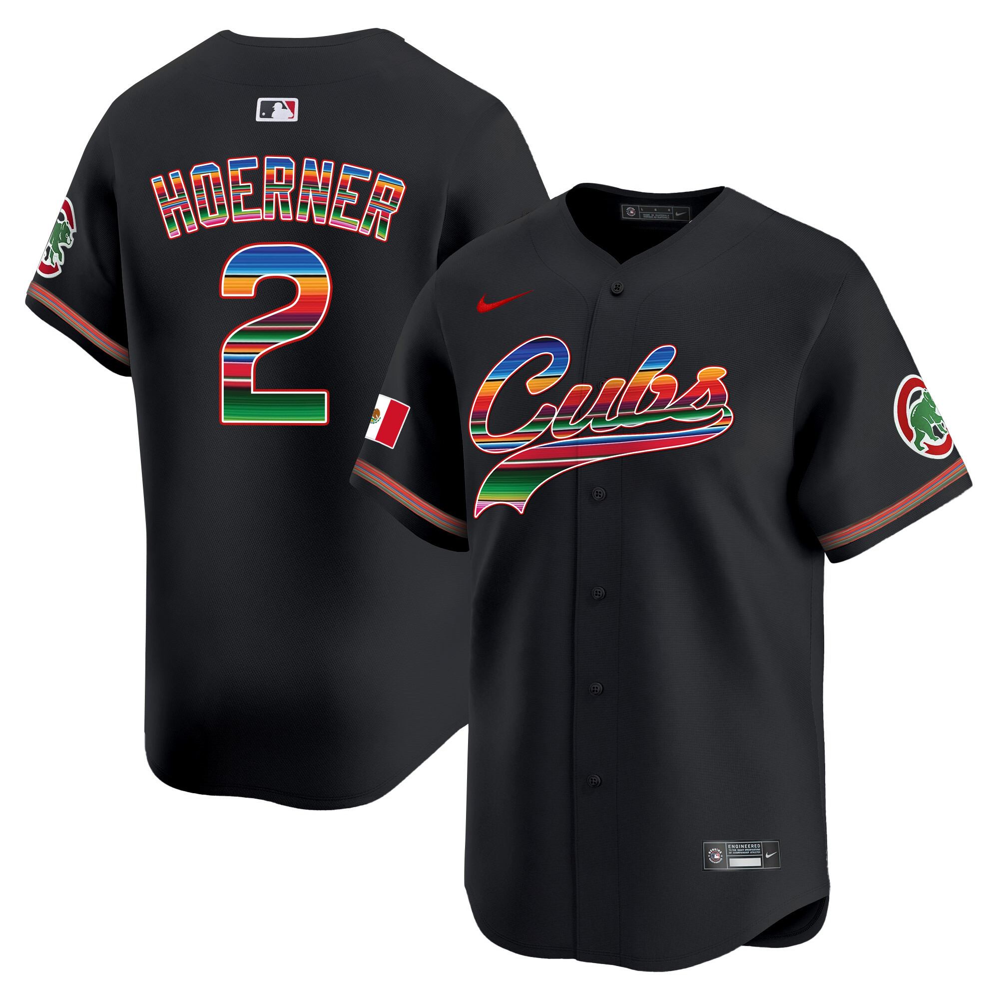 Nico Hoerner Men's Chicago Cubs Mexico Vapor Premier Limited V2 Black Jersey - All Stitched
