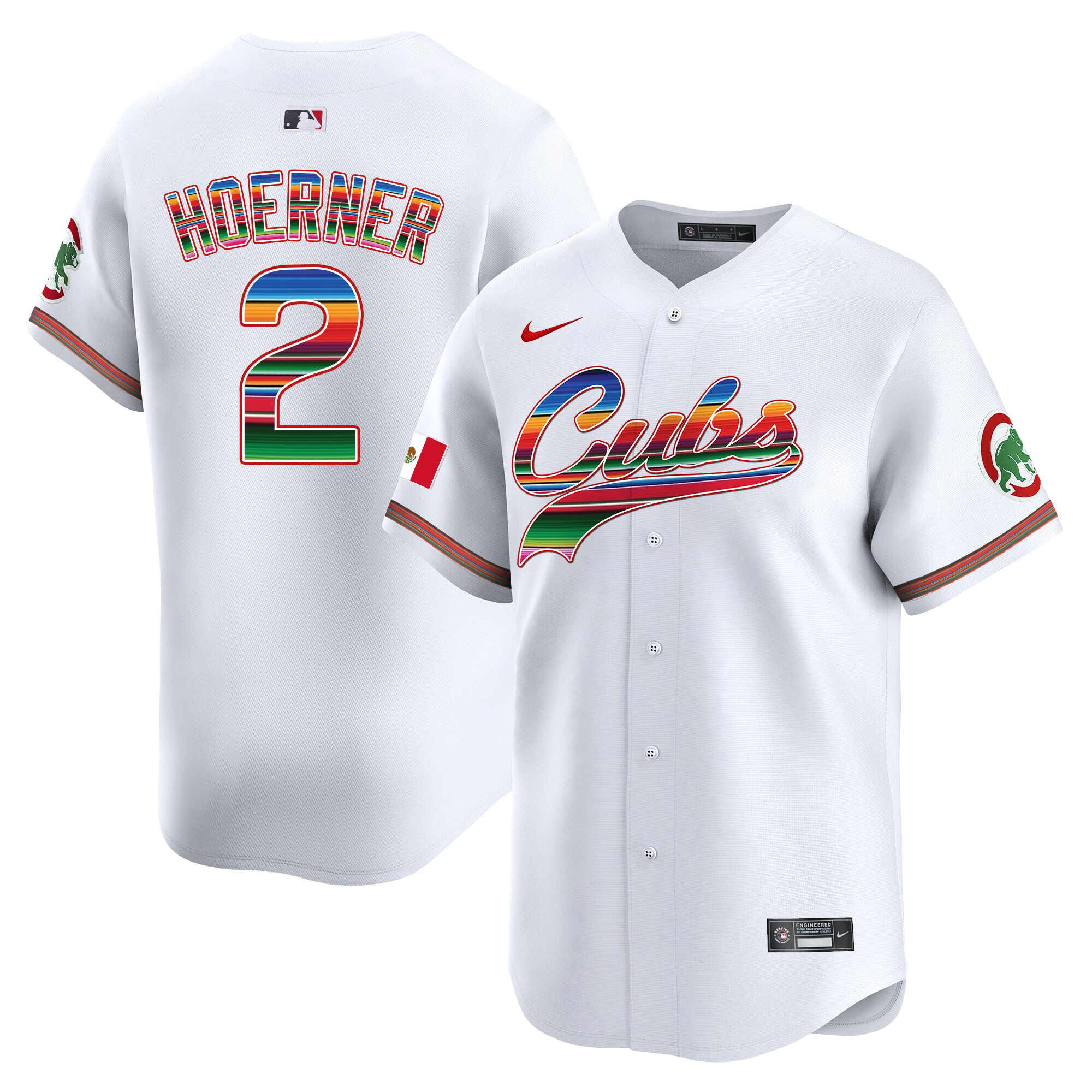 Nico Hoerner Men's Chicago Cubs Mexico Vapor Premier Limited V2 White Jersey - All Stitched