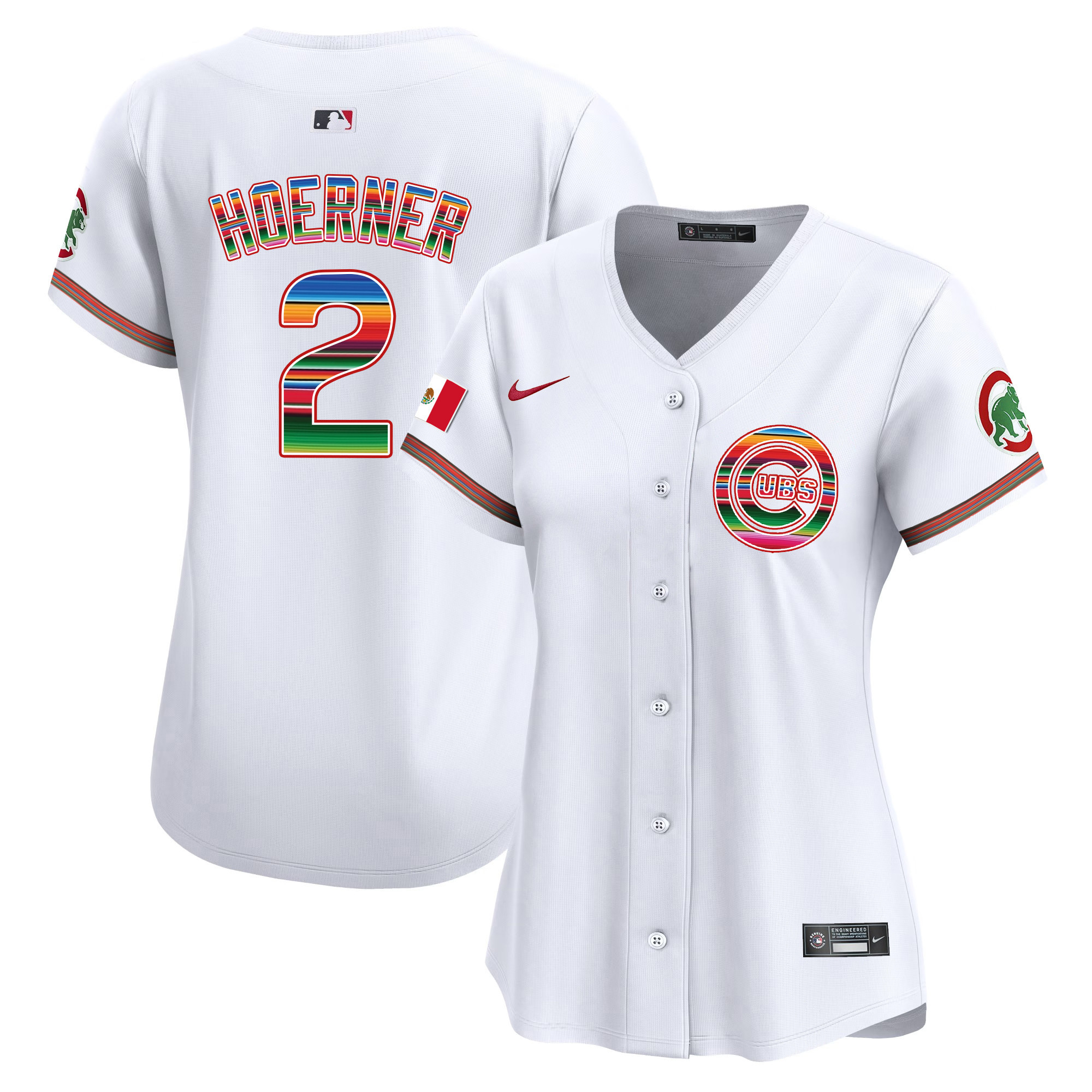 Nico Hoerner Women's Chicago Cubs Mexico Vapor Premier Limited White Jersey - All Stitched