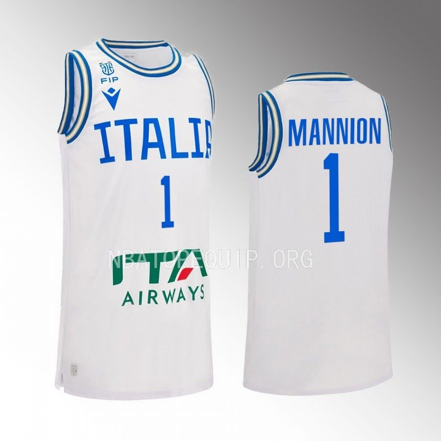 Nico Mannion Italy Team #1 White Jersey 2023 Away