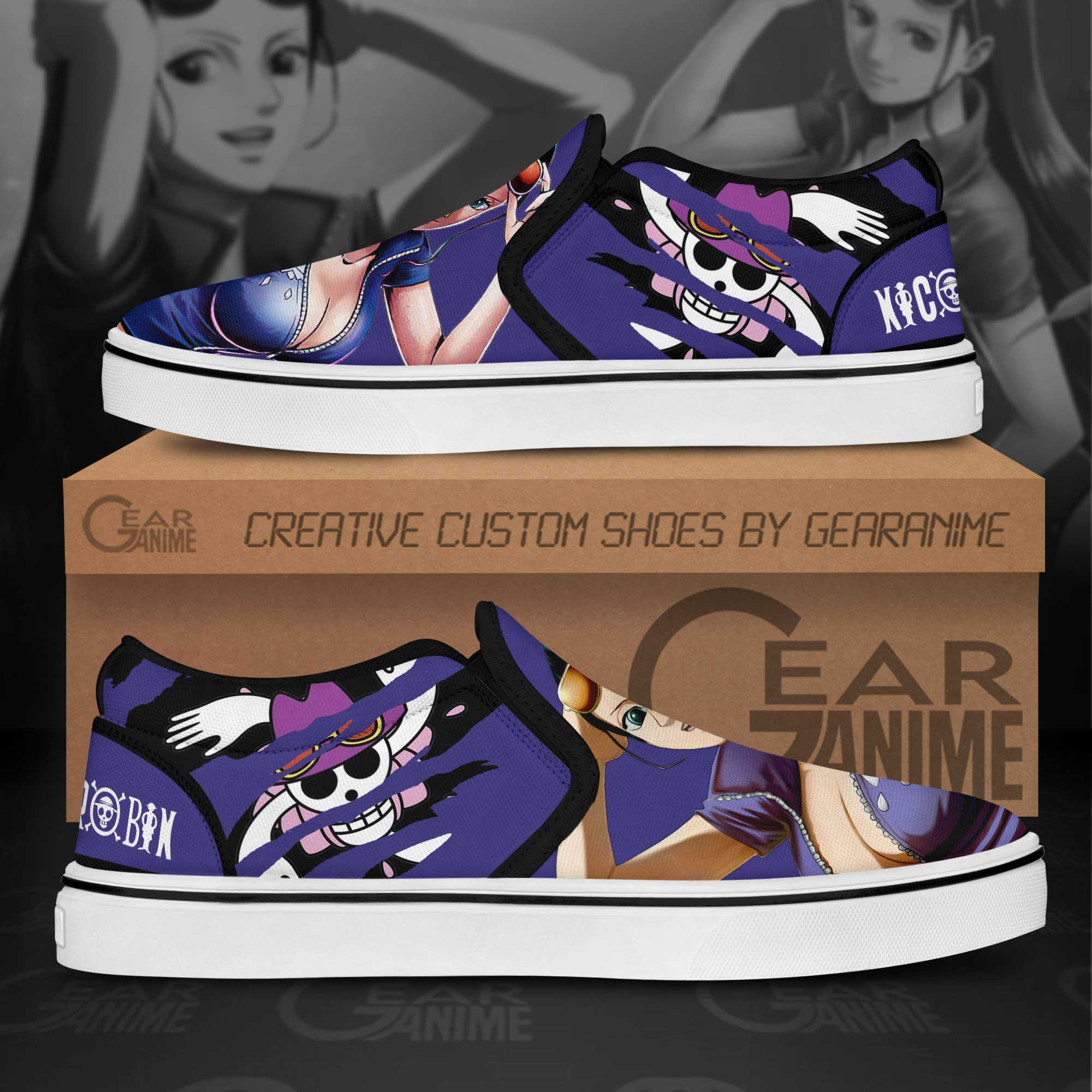 Nico Robin Slip-On Shoes Canvas One Piece Custom Anime Shoes