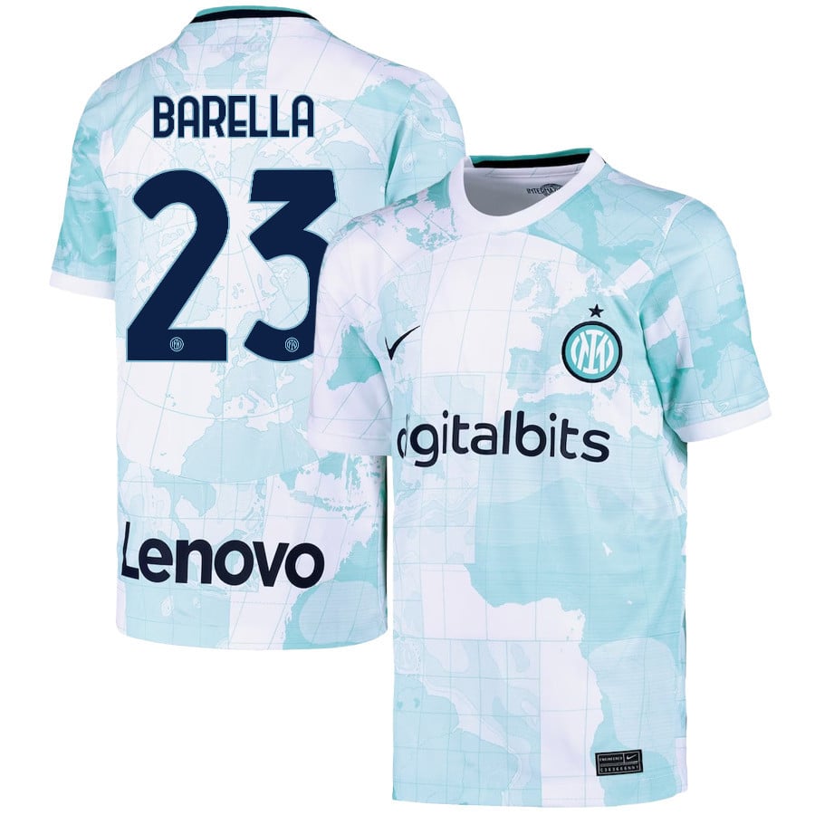 Nicol? Barella 23 Inter Milan 2022/23 Away Jersey – Youth, Light Green