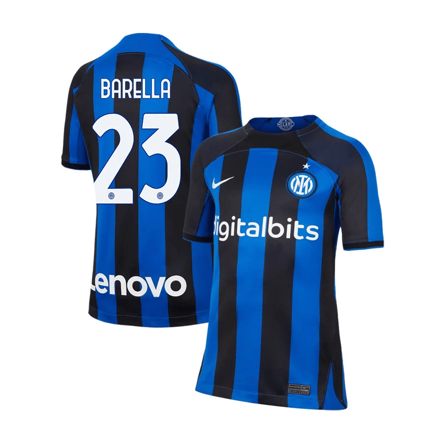 Nicol? Barella 23 Inter Milan 2022/23 Home Jersey – Youth, Black/Blue
