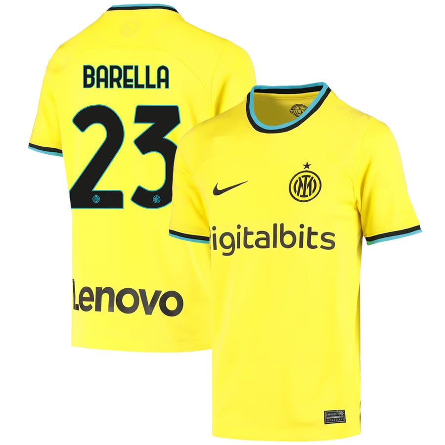 Nicol? Barella 23 Inter Milan 2022/23 Third Jersey – Youth, Yellow