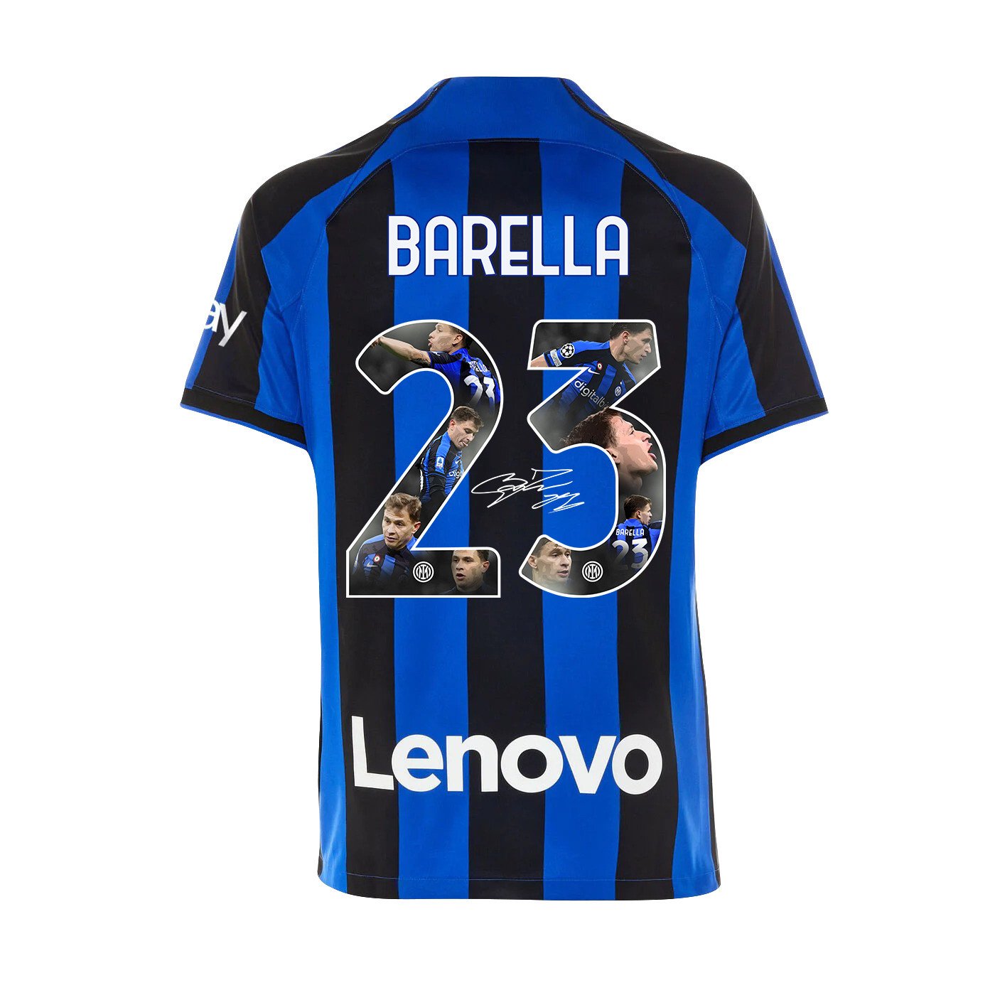 Nicol? Barella 23 Inter Milan Photos And Sign 2022-23 Home Men Jersey