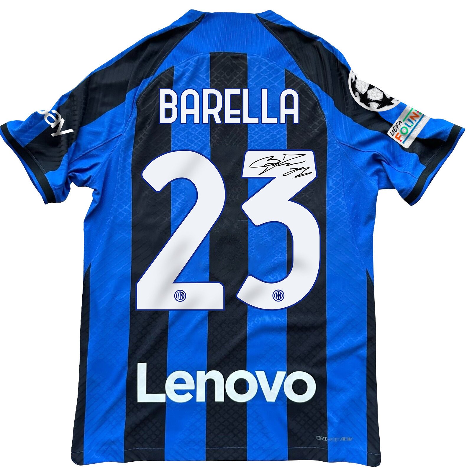 Nicol? Barella 23 Signed Inter Milan 2022/23 Home Men Jersey – Black/Blue Stripes
