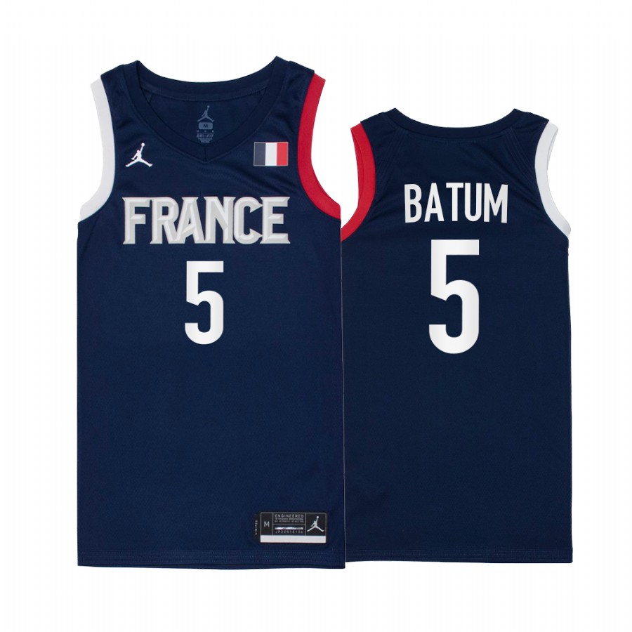 Nicolas Batum France #5 Navy 2021 Tokyo Olympics Limited Jersey