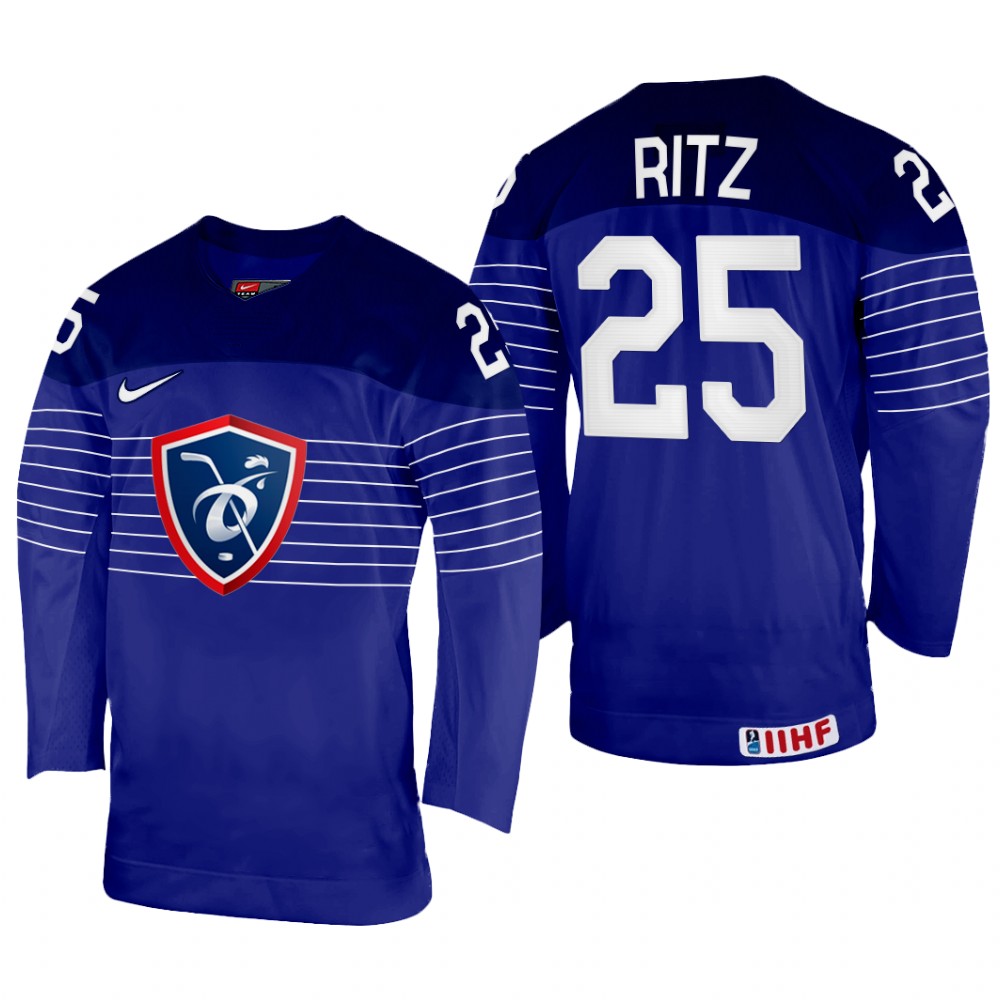 Nicolas Ritz France Navy Away Jersey 2022 IIHF World Championship