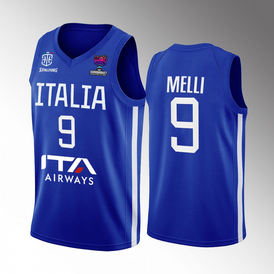 Nicolo Melli Italy Team EuroBasket 2022 Blue Jersey Home #9