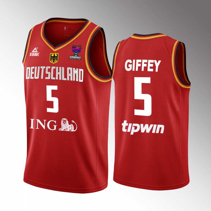 Niels Giffey Germany FIBA EuroBasket 2022 Red Jersey #5