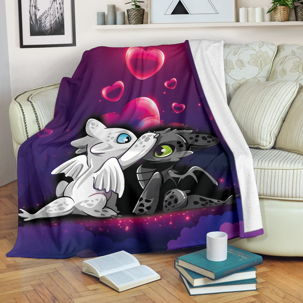 Night Fury Light Fury Love Sherpa Blanket Cozy Blanket Fleece Blanket