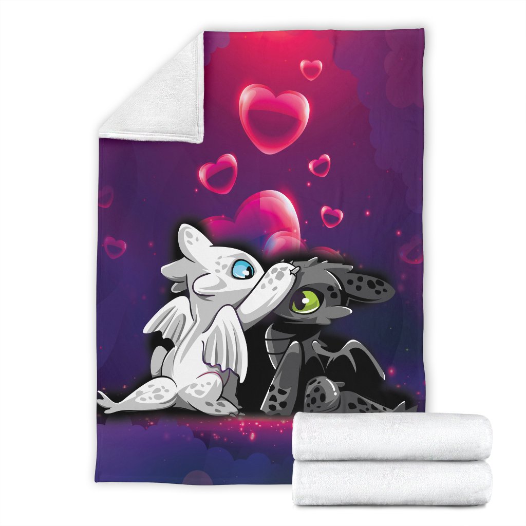 Night Fury Light Fury Love Sherpa Blanket Cozy Blanket Fleece Blanket