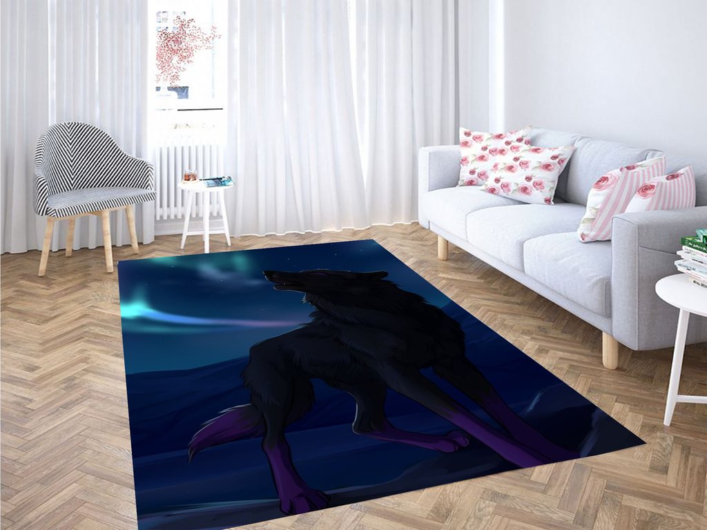 Night Wolf Living Room Modern Carpet Rectangle Rug