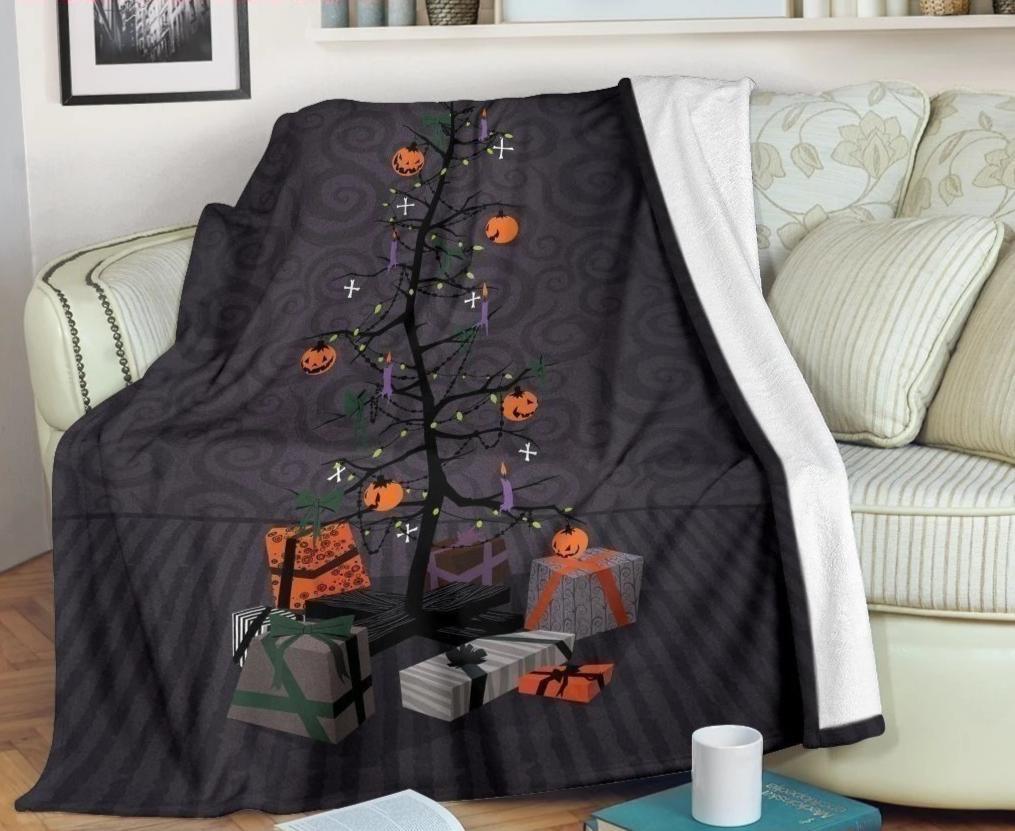 Nightmare Before Christmas Tree Decorating Jack Sherpa Blanket Cozy Blanket Fleece Blanket