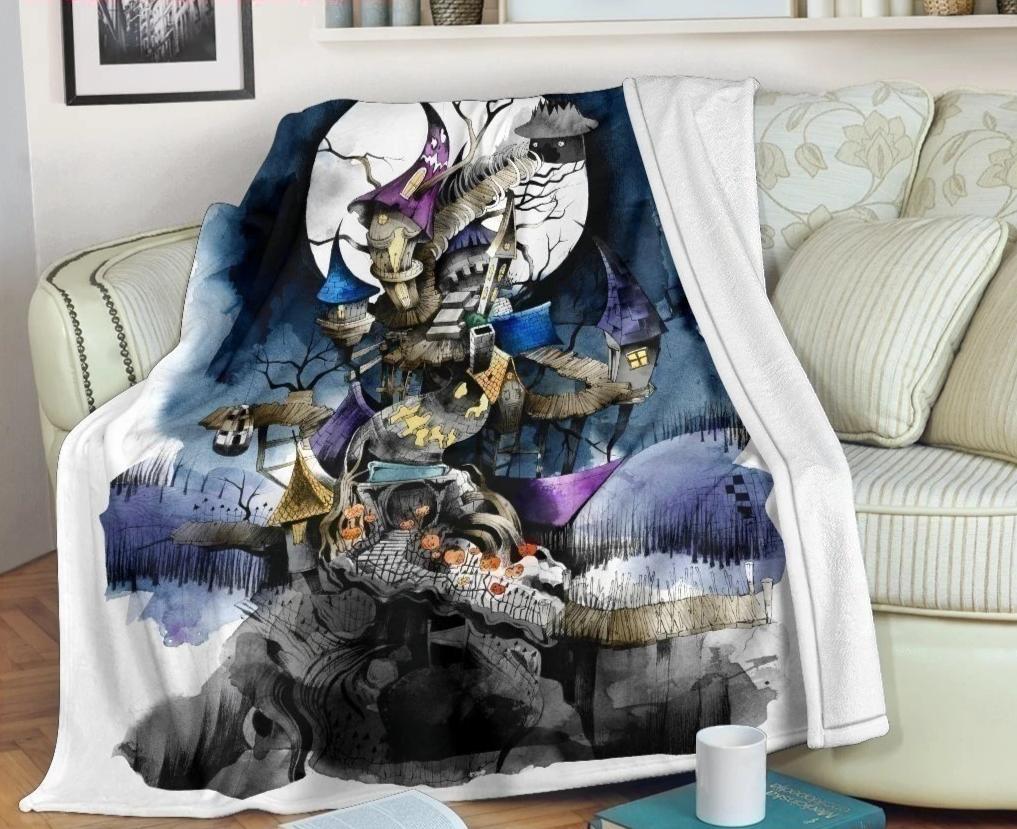 Nightmare Before Christmas Village Jack House Fleece Blanket