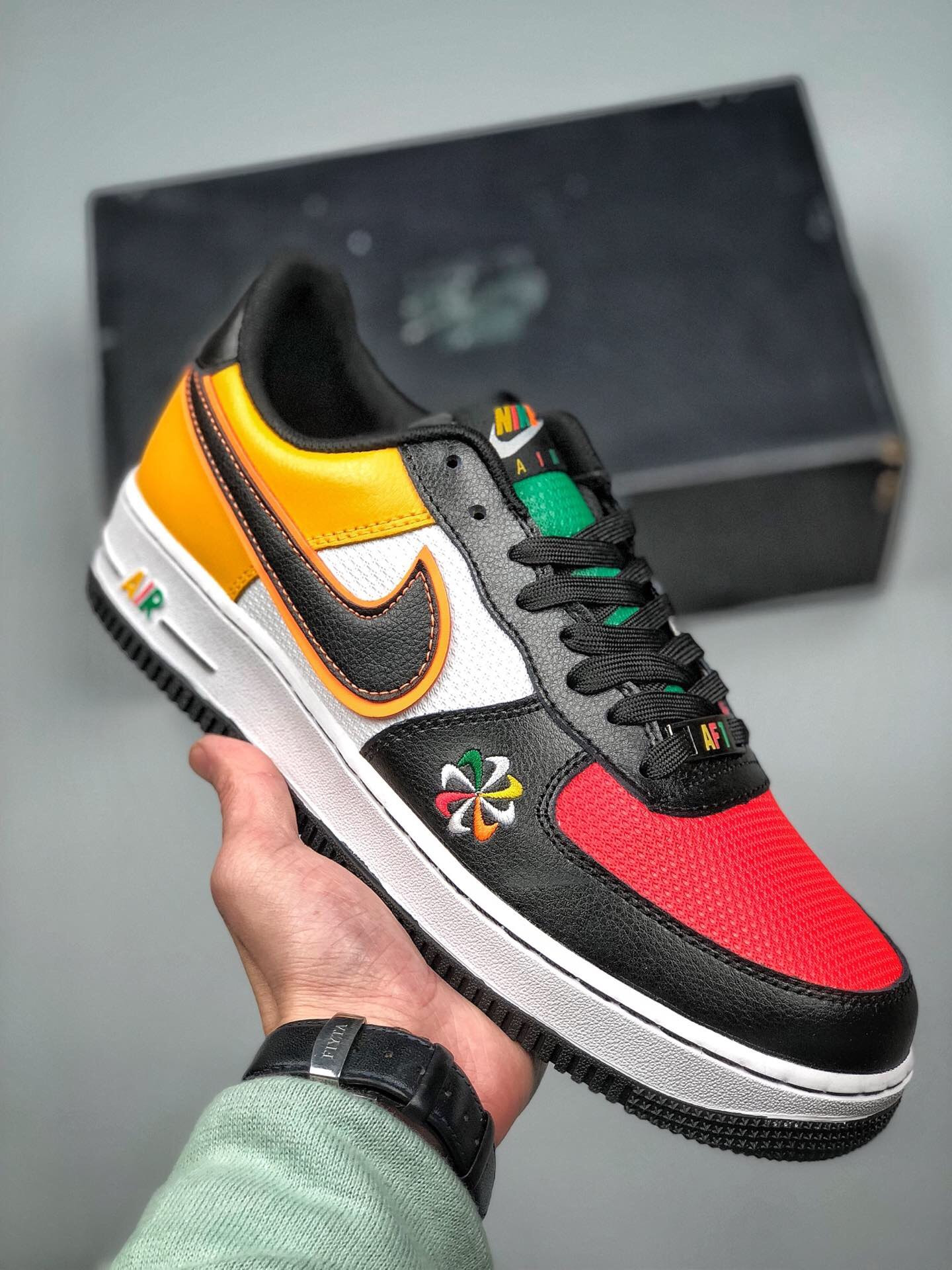 Nike Air Force 1 “Sunburst” Black White Yellow Red For Sale