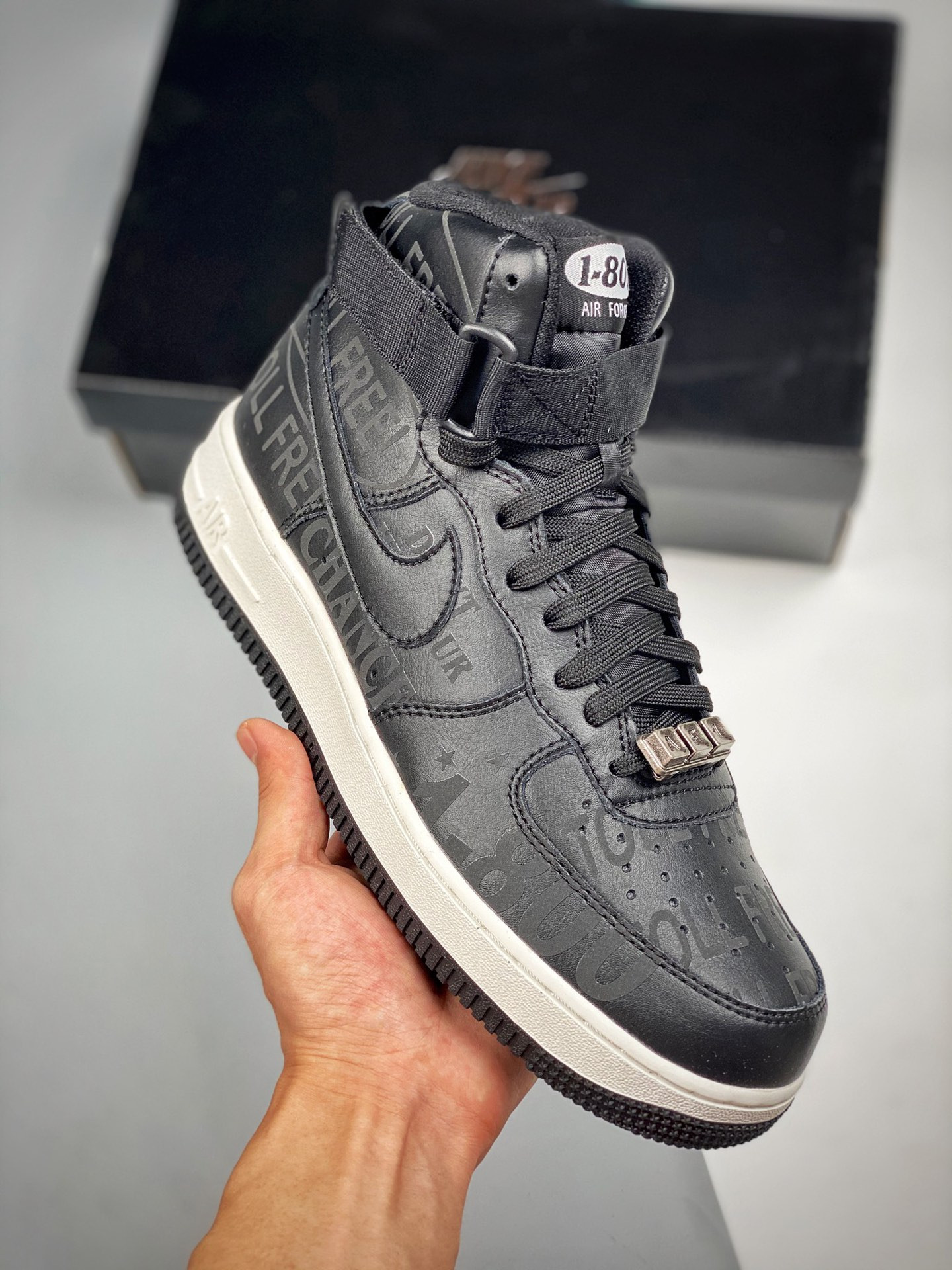 Nike Air Force 1 High ’07 Premium “Toll Free” Black/Sail-Vast Grey For Sale