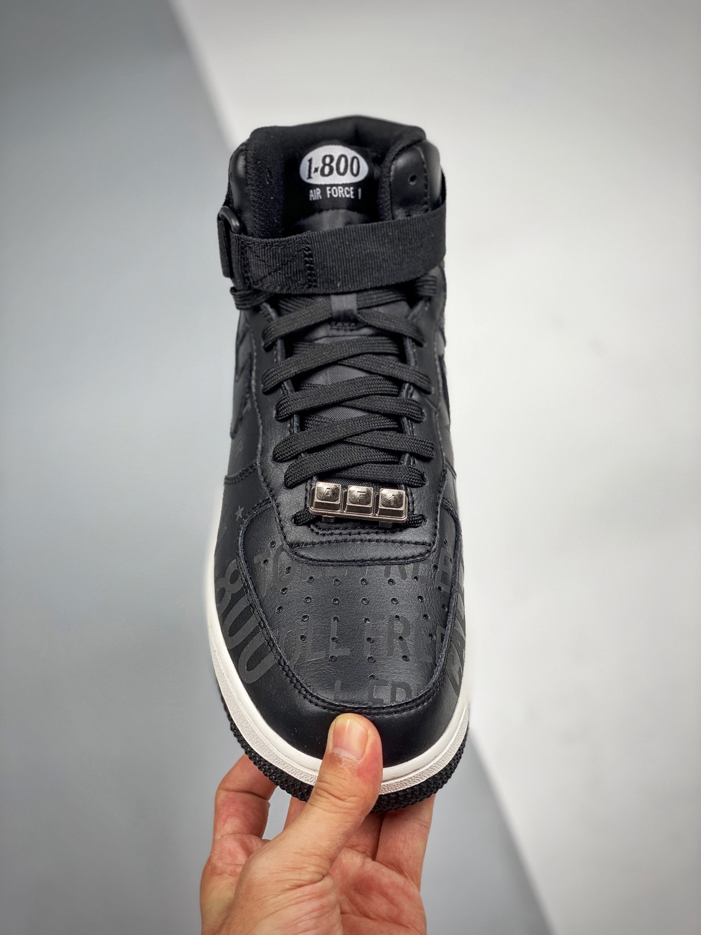 Nike Air Force 1 High ’07 Premium “Toll Free” Black/Sail-Vast Grey For Sale