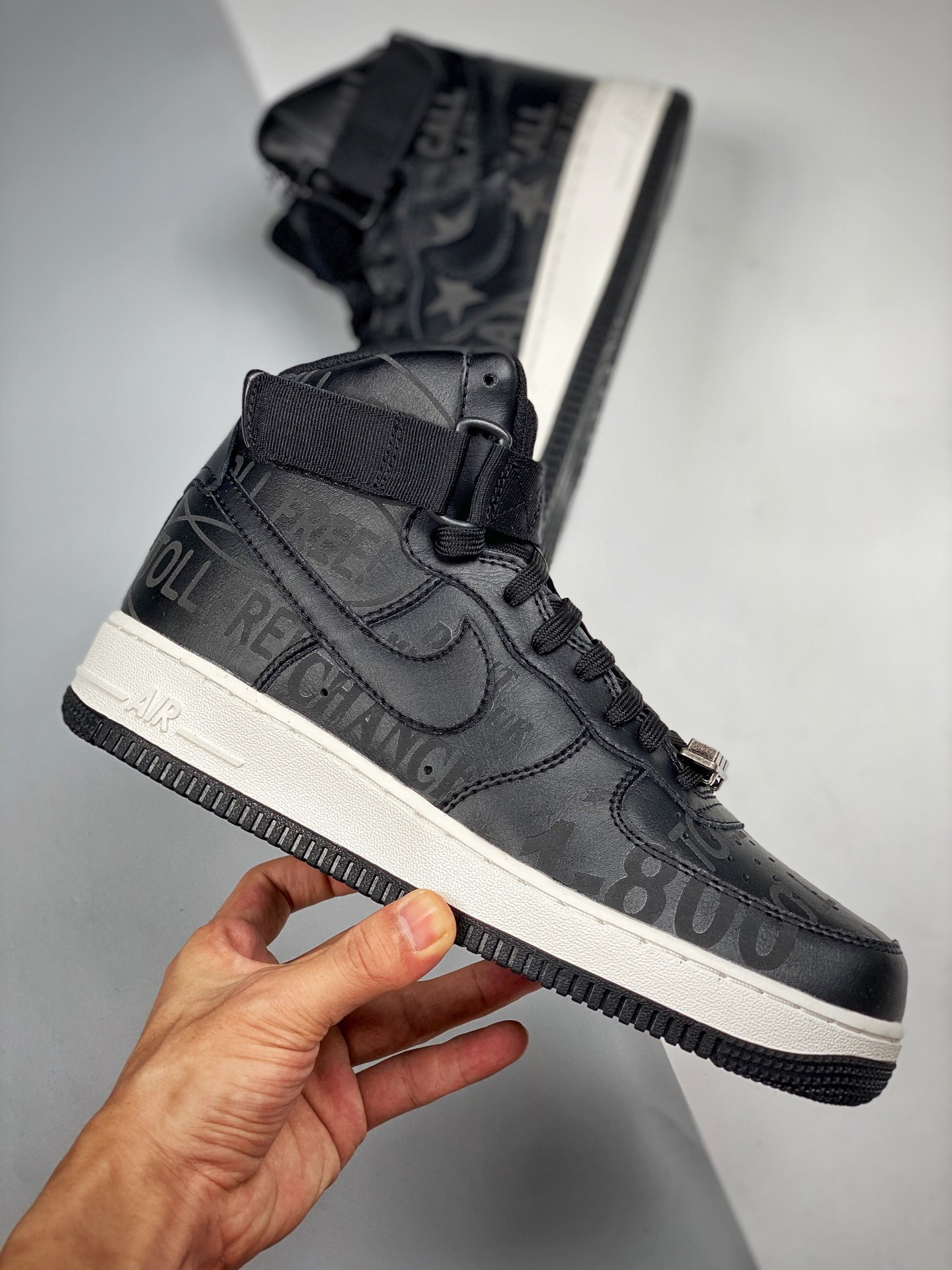 Nike Air Force 1 High ’07 Premium “Toll Free” Black/Sail-Vast Grey For Sale