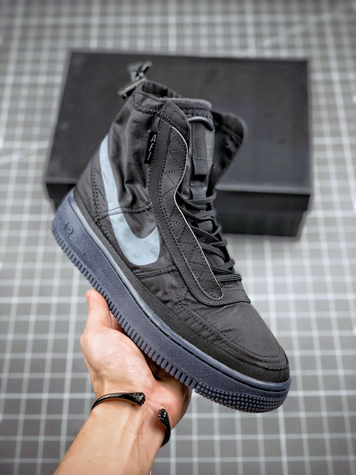 Nike Air Force 1 High Shell Black/Grey For Sale