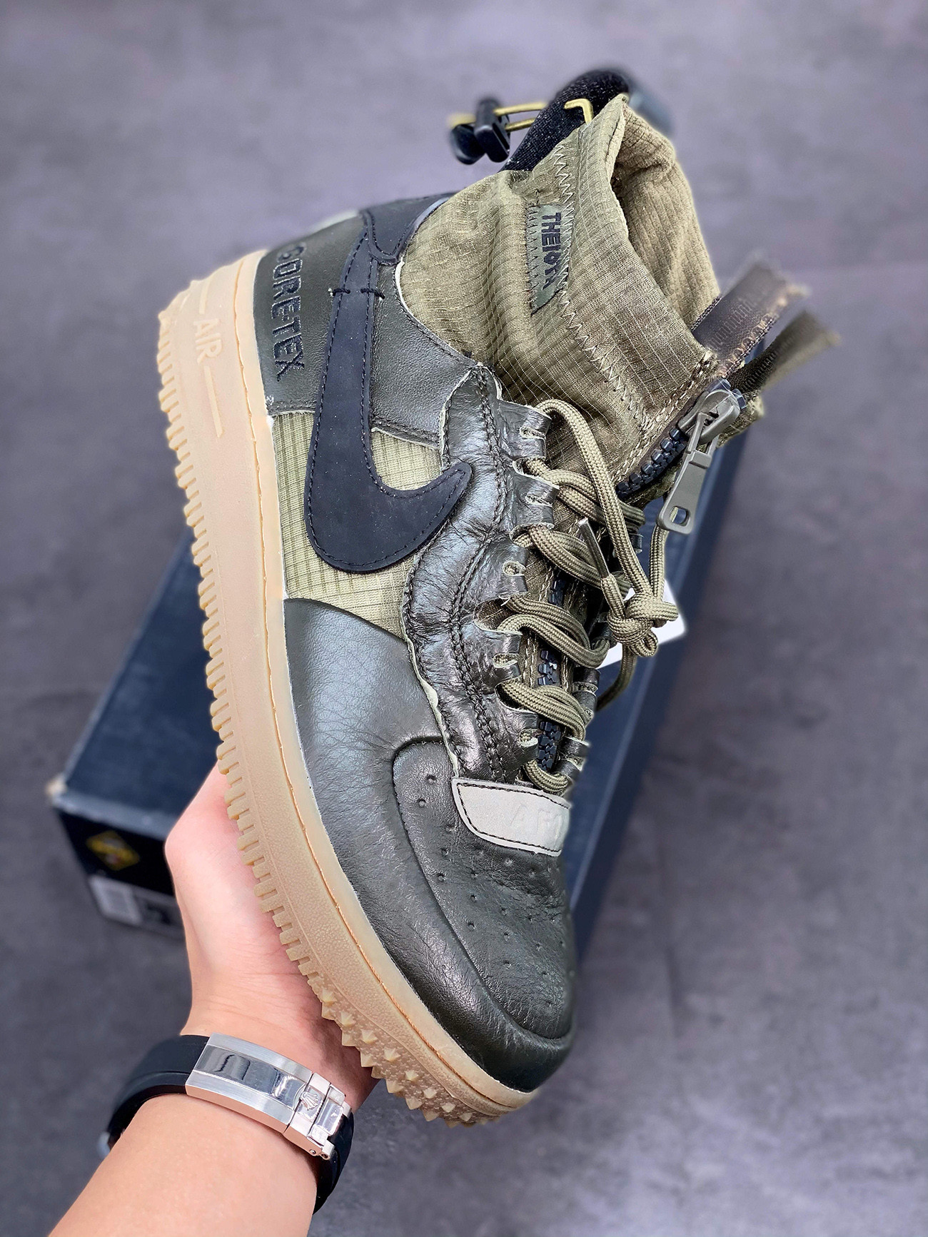 Nike Air Force 1 High WTR Gore-Tex Sequoia/Black/Medium Olive/Gum For Sale