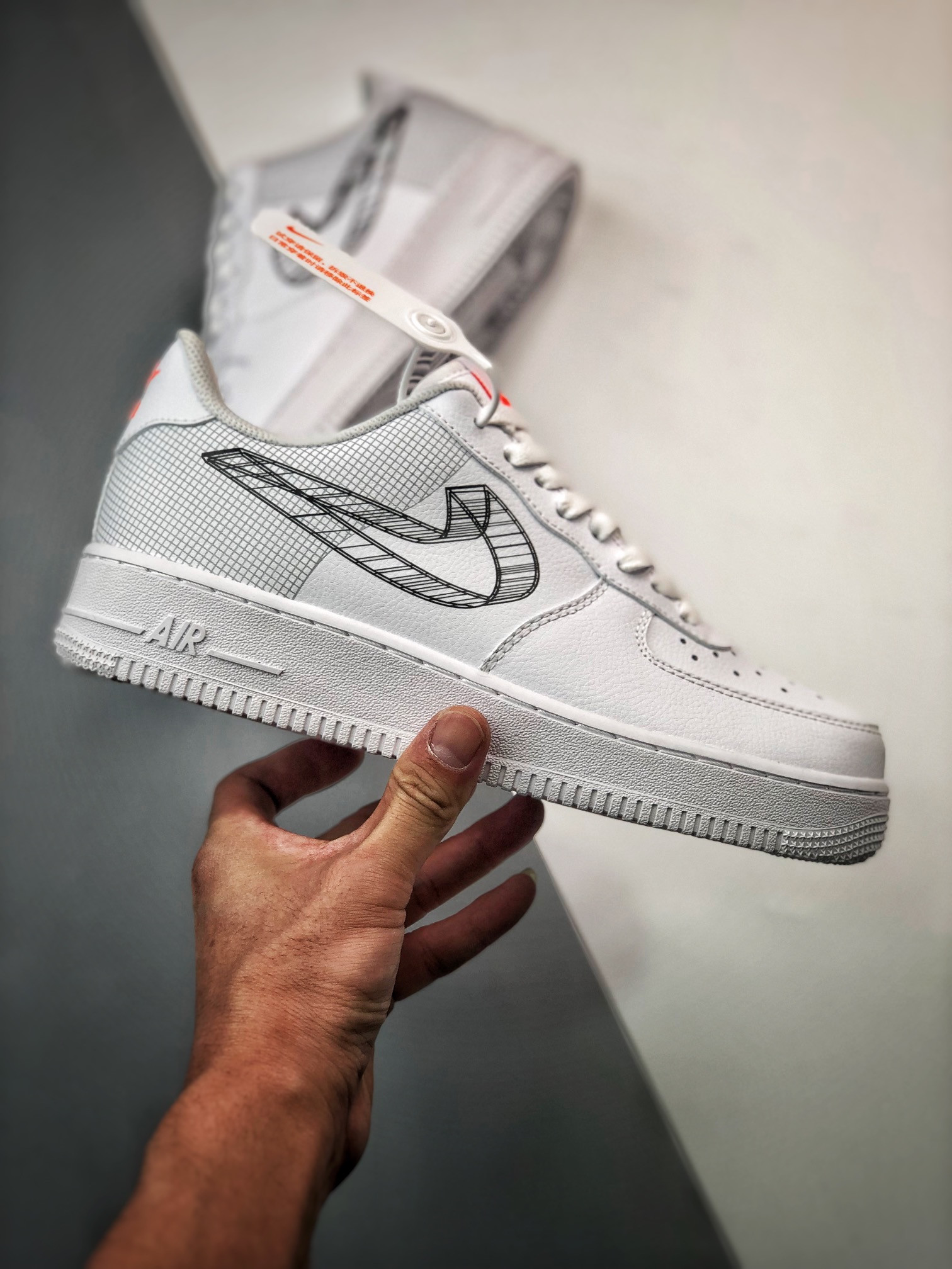 Nike Air Force 1 Low ‘3D Swoosh’ White Black For Sale