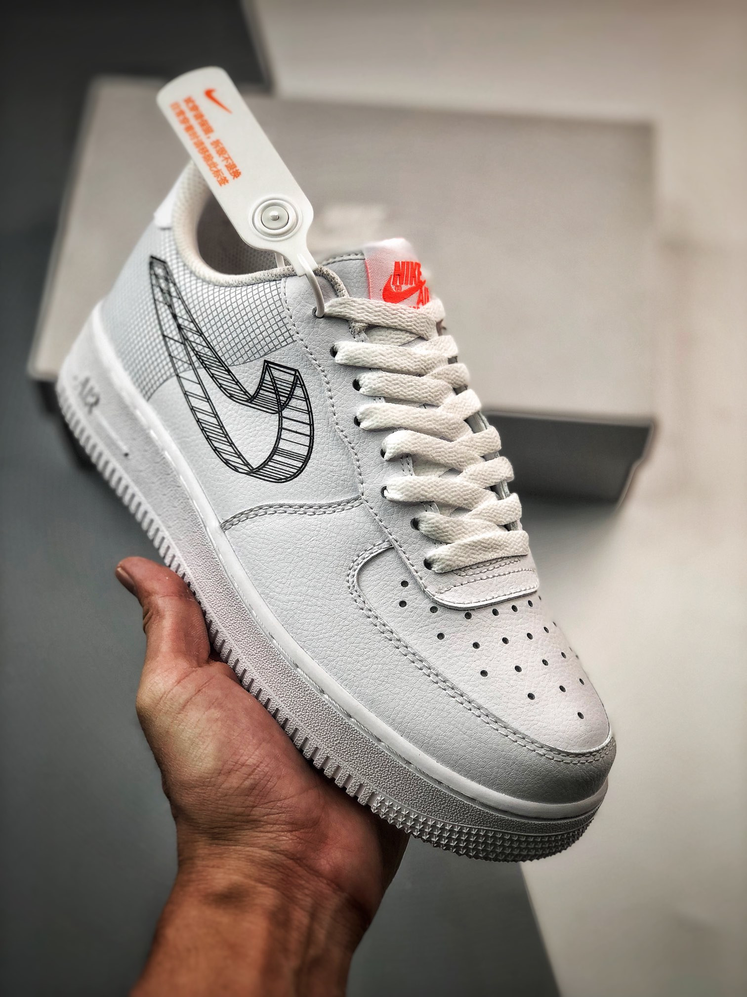 Nike Air Force 1 Low ‘3D Swoosh’ White Black For Sale
