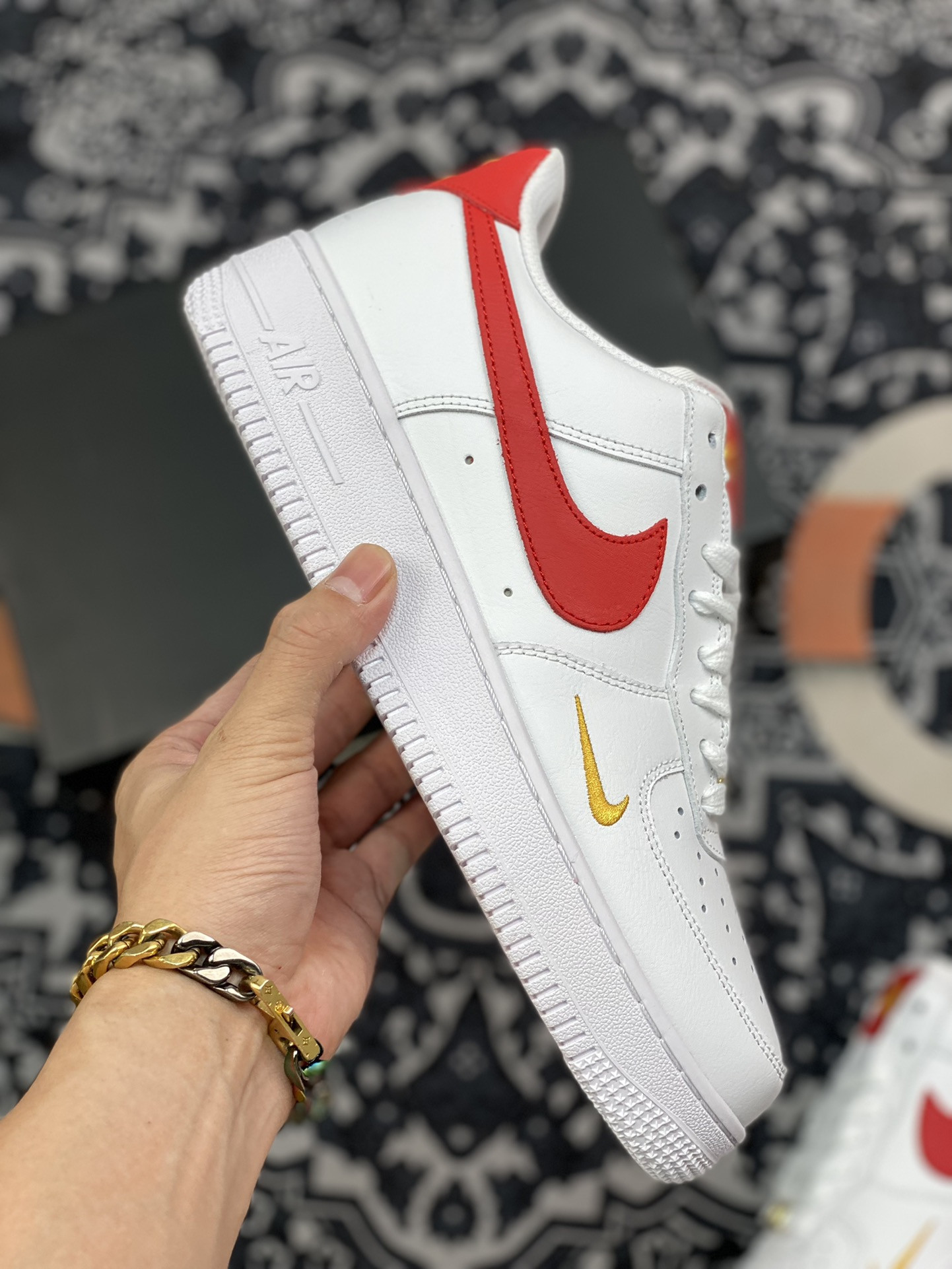 Nike Air Force 1 Low ’07 Essential White/Gym Red For Sale