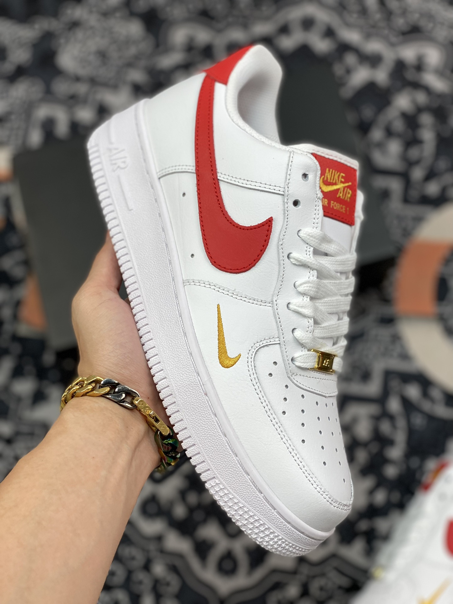 Nike Air Force 1 Low ’07 Essential White/Gym Red For Sale