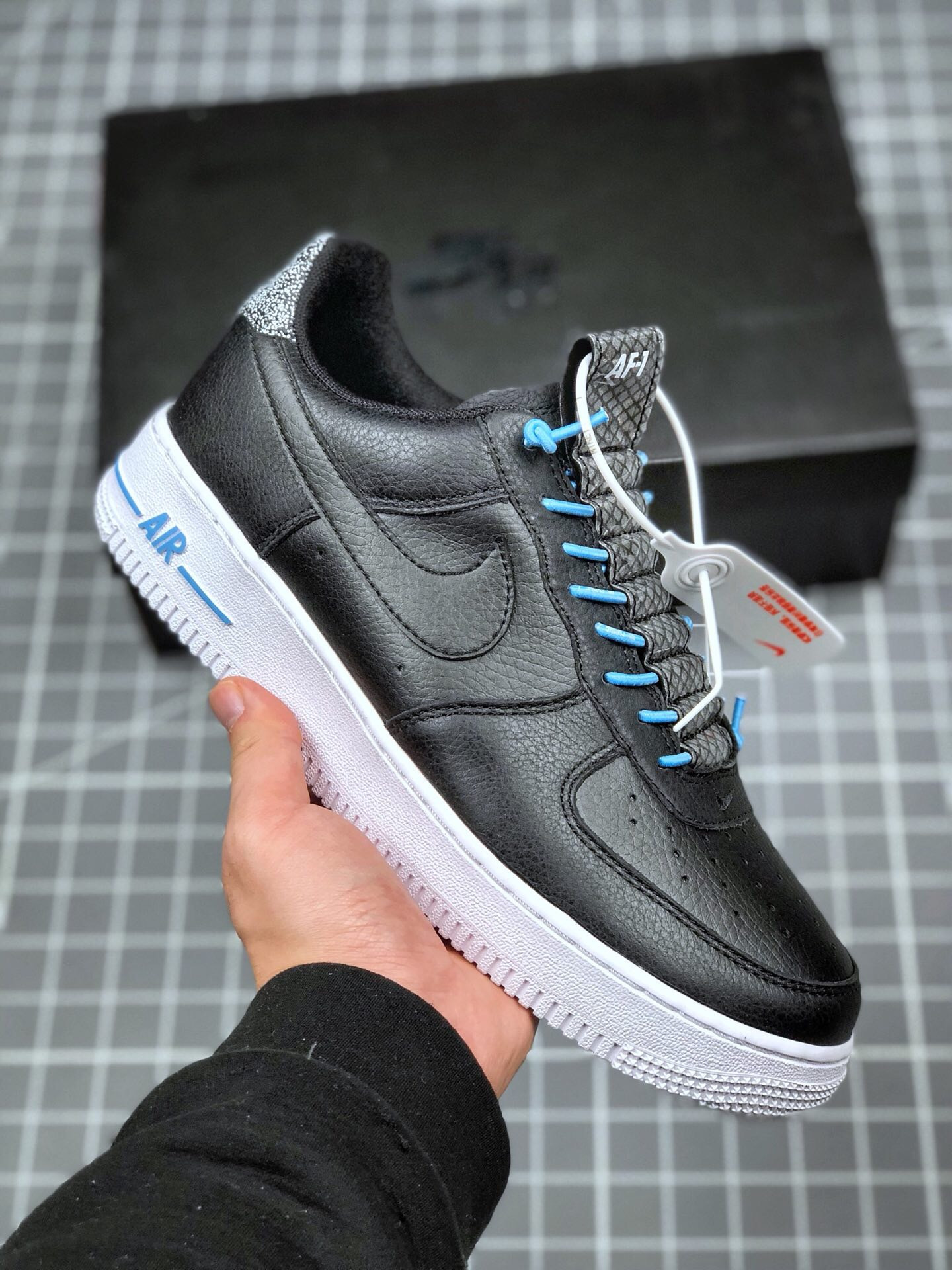 Nike Air Force 1 Low ’07 Lux Black/Light Blue/White 2020 For Sale