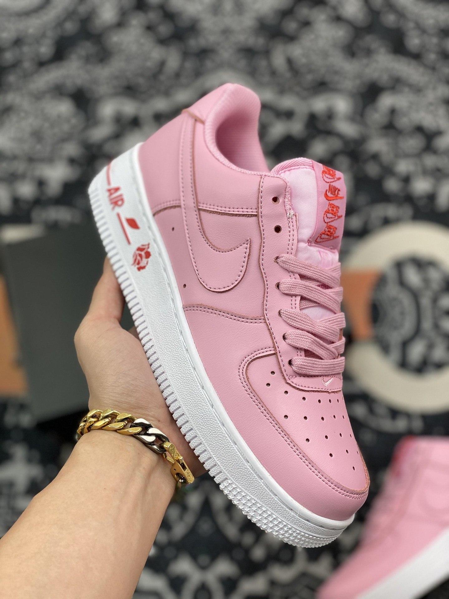 Nike Air Force 1 Low ’Rose‘ Pink Foam/Pink Foam-University Red For Sale