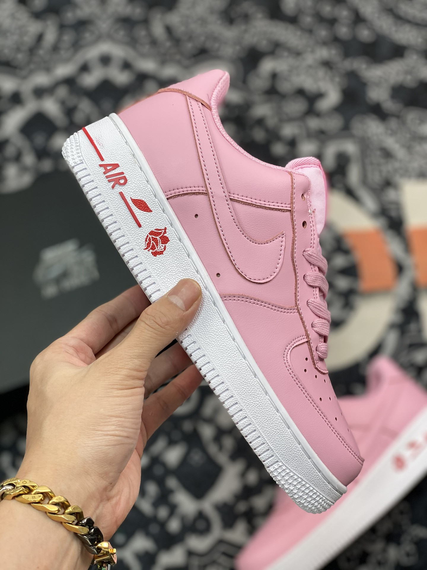 Nike Air Force 1 Low ’Rose‘ Pink Foam/Pink Foam-University Red For Sale