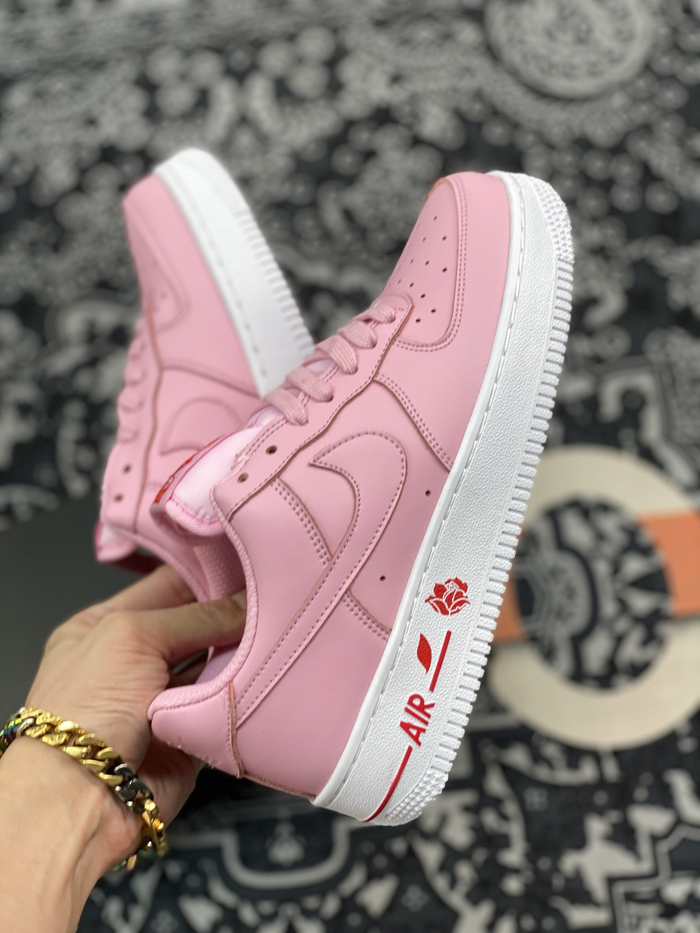 Nike Air Force 1 Low ’Rose‘ Pink Foam/Pink Foam-University Red For Sale