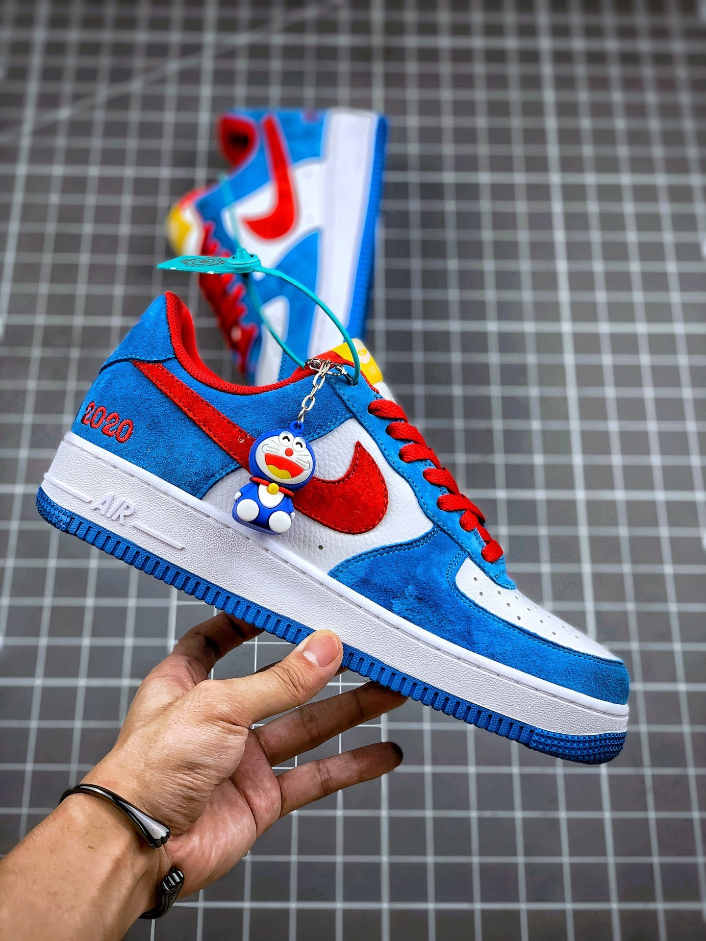 Nike Air Force 1 Low “Doraemon” Light Photo Blue/Speed Yellow-University Red For Sale