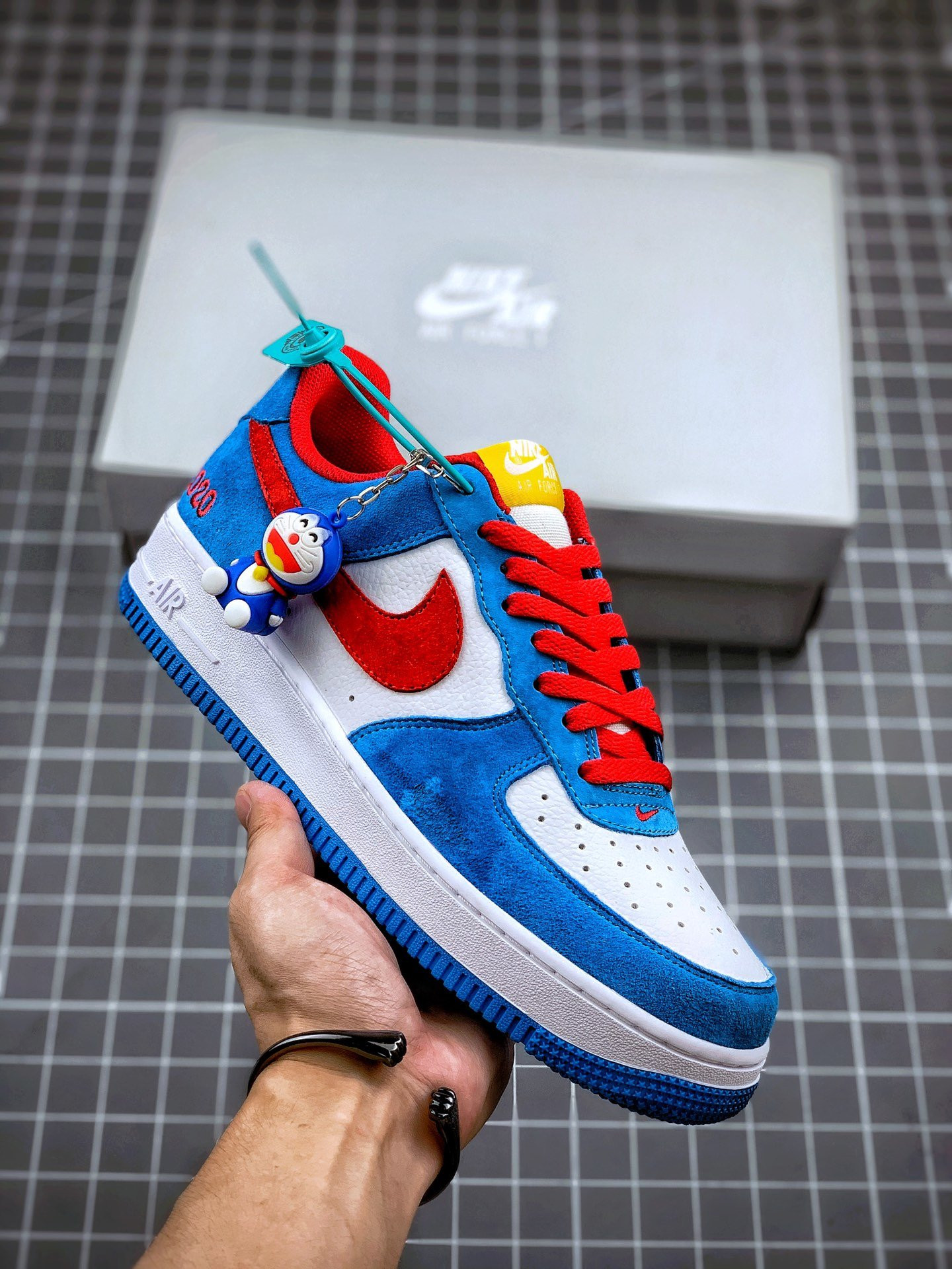 Nike Air Force 1 Low “Doraemon” Light Photo Blue/Speed Yellow-University Red For Sale