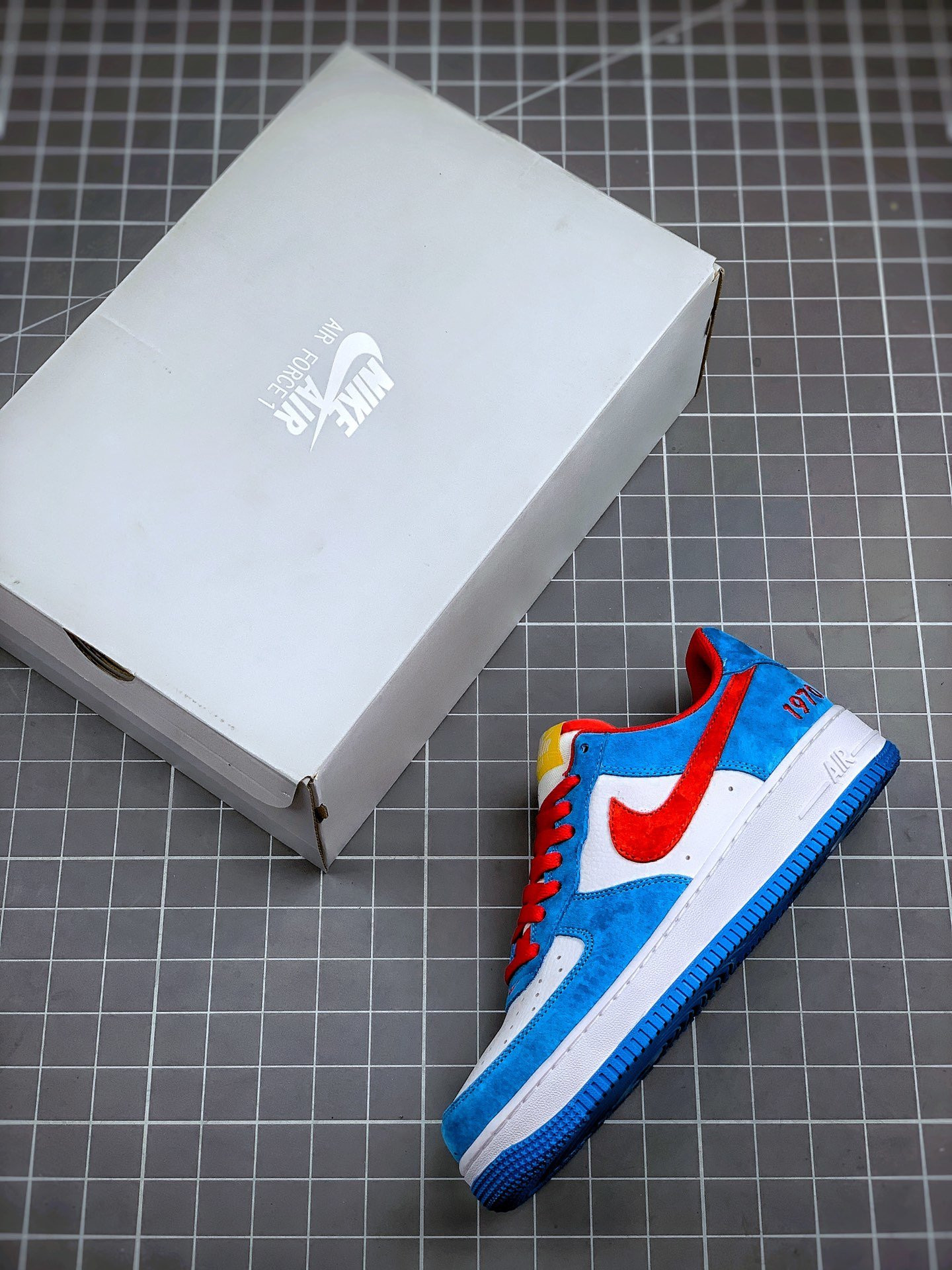 Nike Air Force 1 Low “Doraemon” Light Photo Blue/Speed Yellow-University Red For Sale