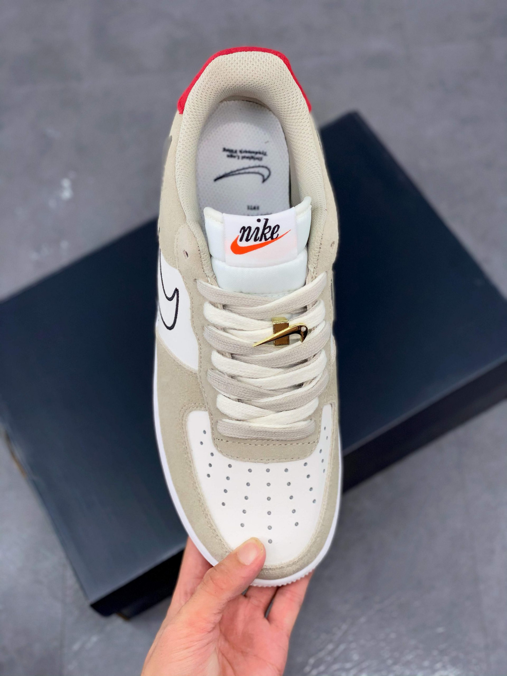Nike Air Force 1 Low “First Use” Light Stone/Black-Sail-University Red For Sale